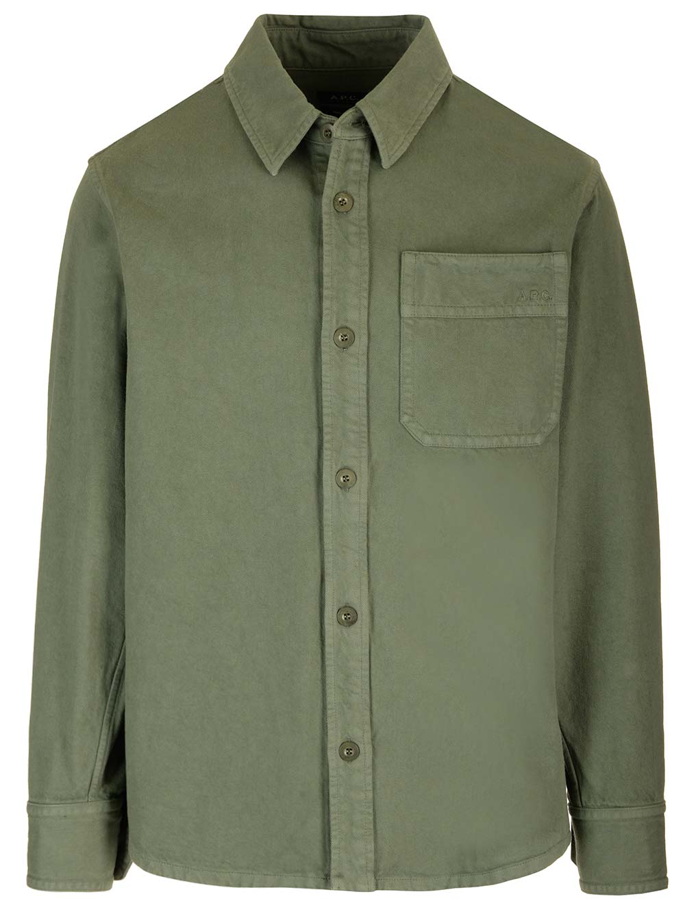 Apc A.p.c. Basile Brodée Poitrine Overshirt In Green