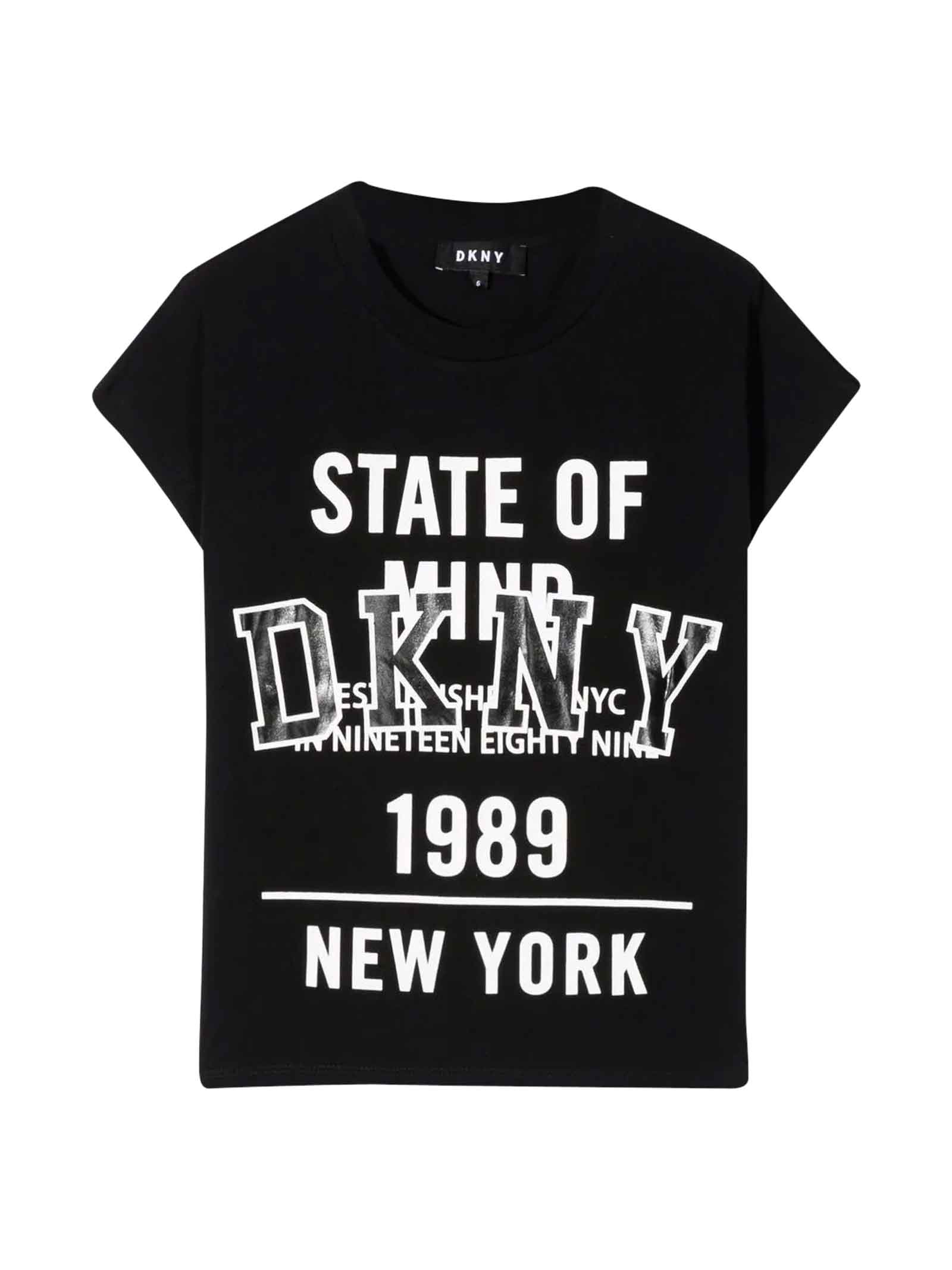 DKNY Black Unisex Teen T-shirt With Print