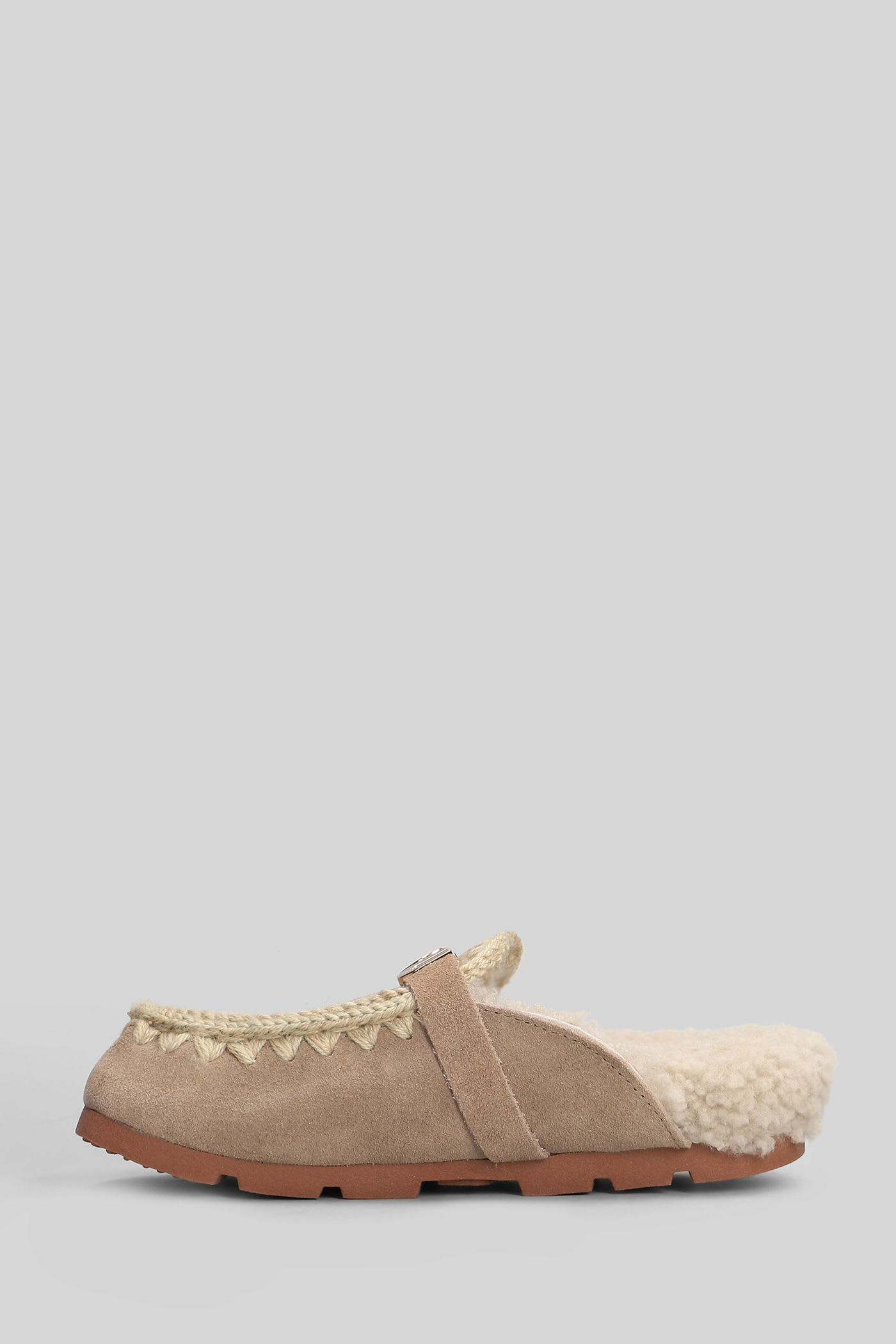 Mou Winter Bio Slide Slipper-mule In Camel Suede In Brown