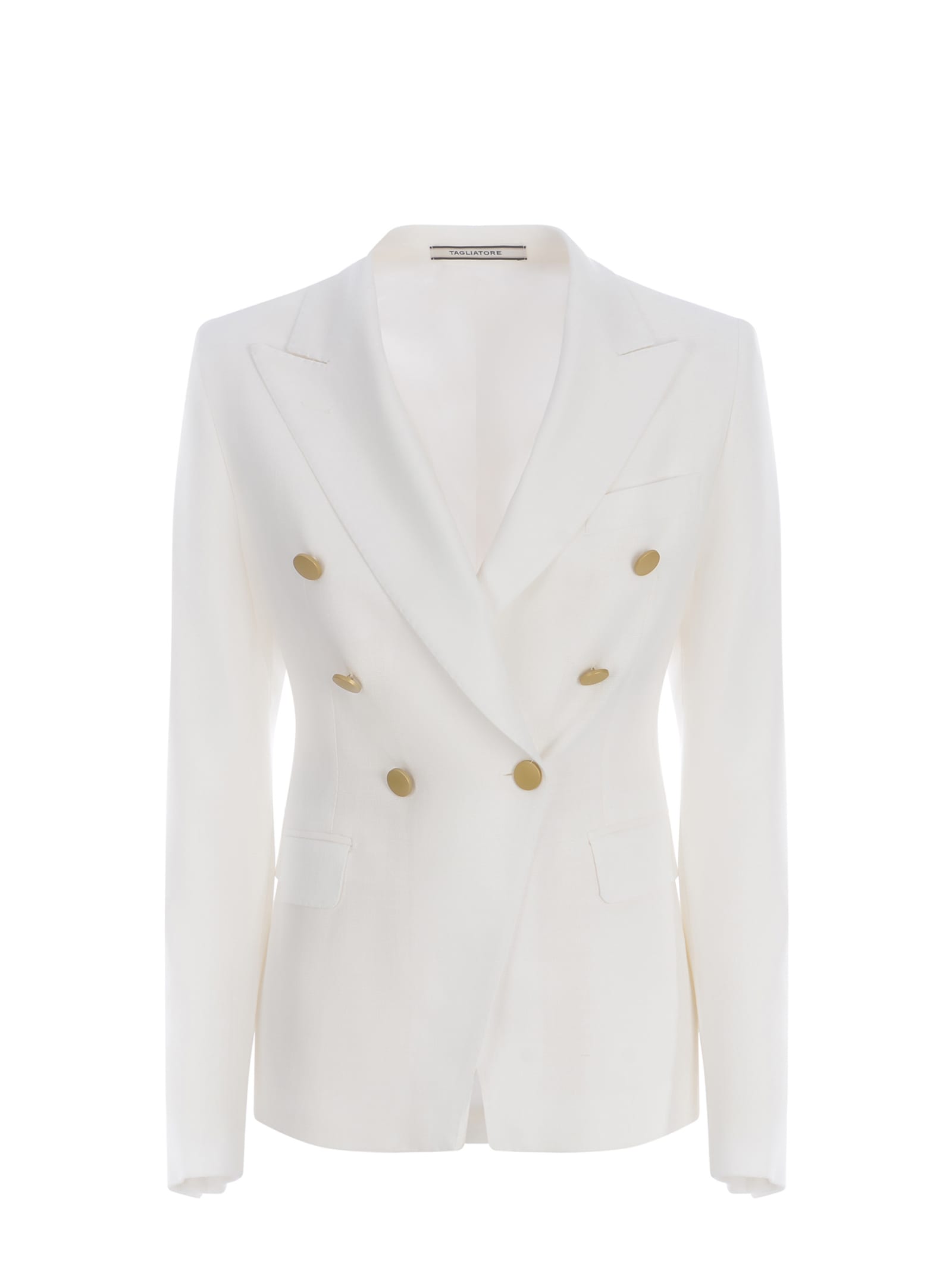 Shop Tagliatore Double-breasted Jacket  J-alycia Made Of Viscose In White