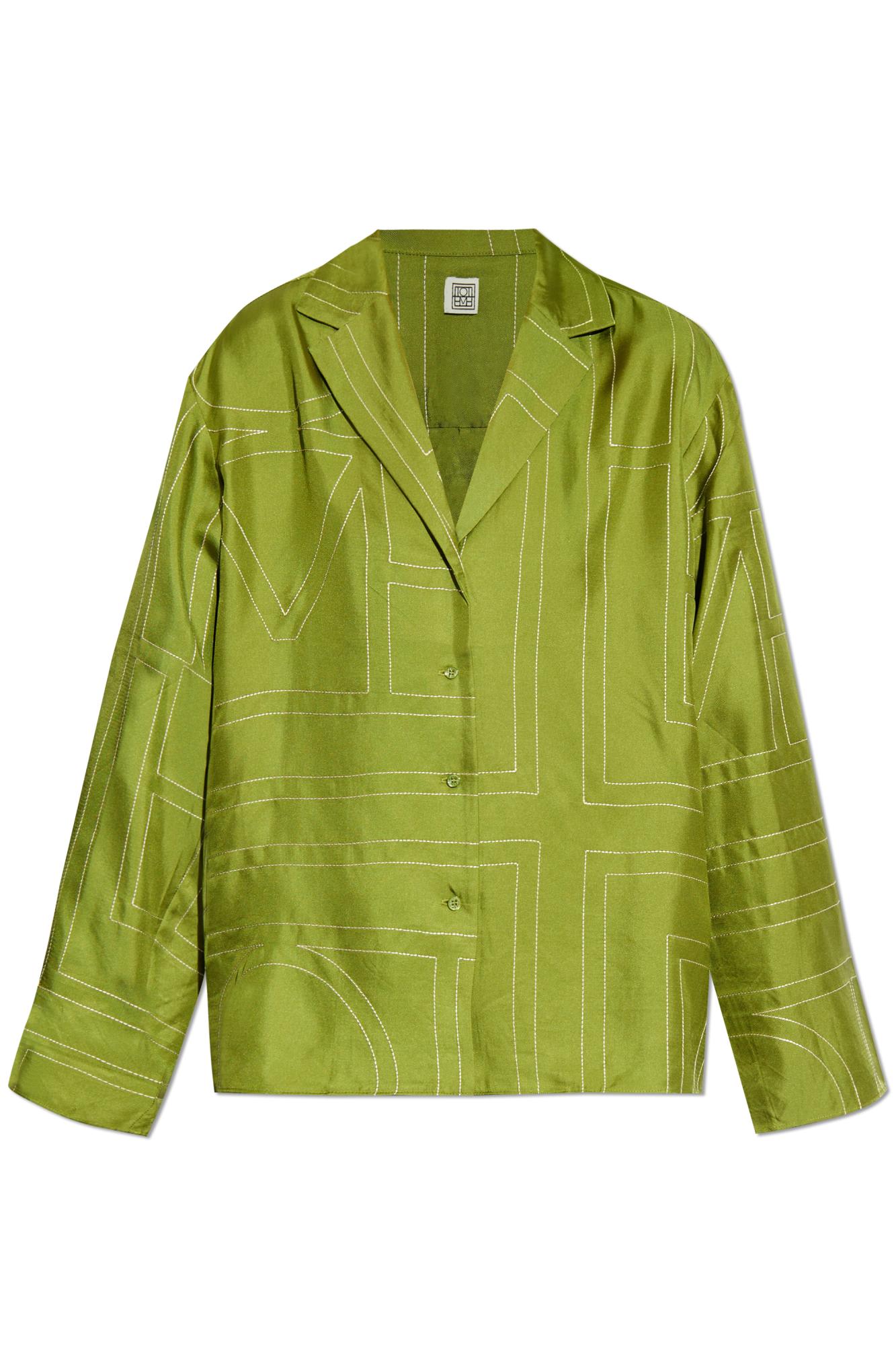 Shop Totême Toteme Silk Shirt In Green