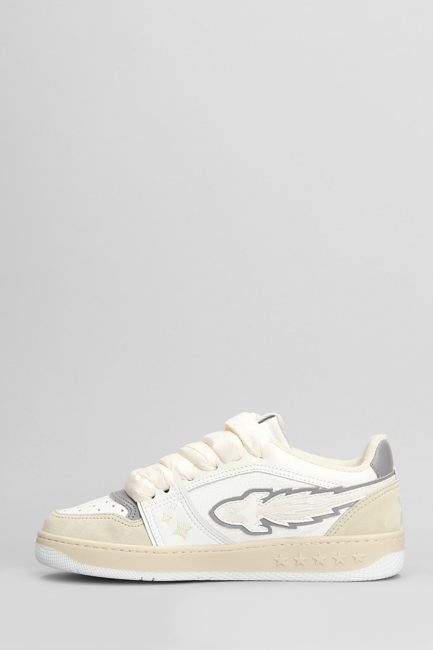 Shop Enterprise Japan Egg Rocket Sneakers In White Suede And Leather