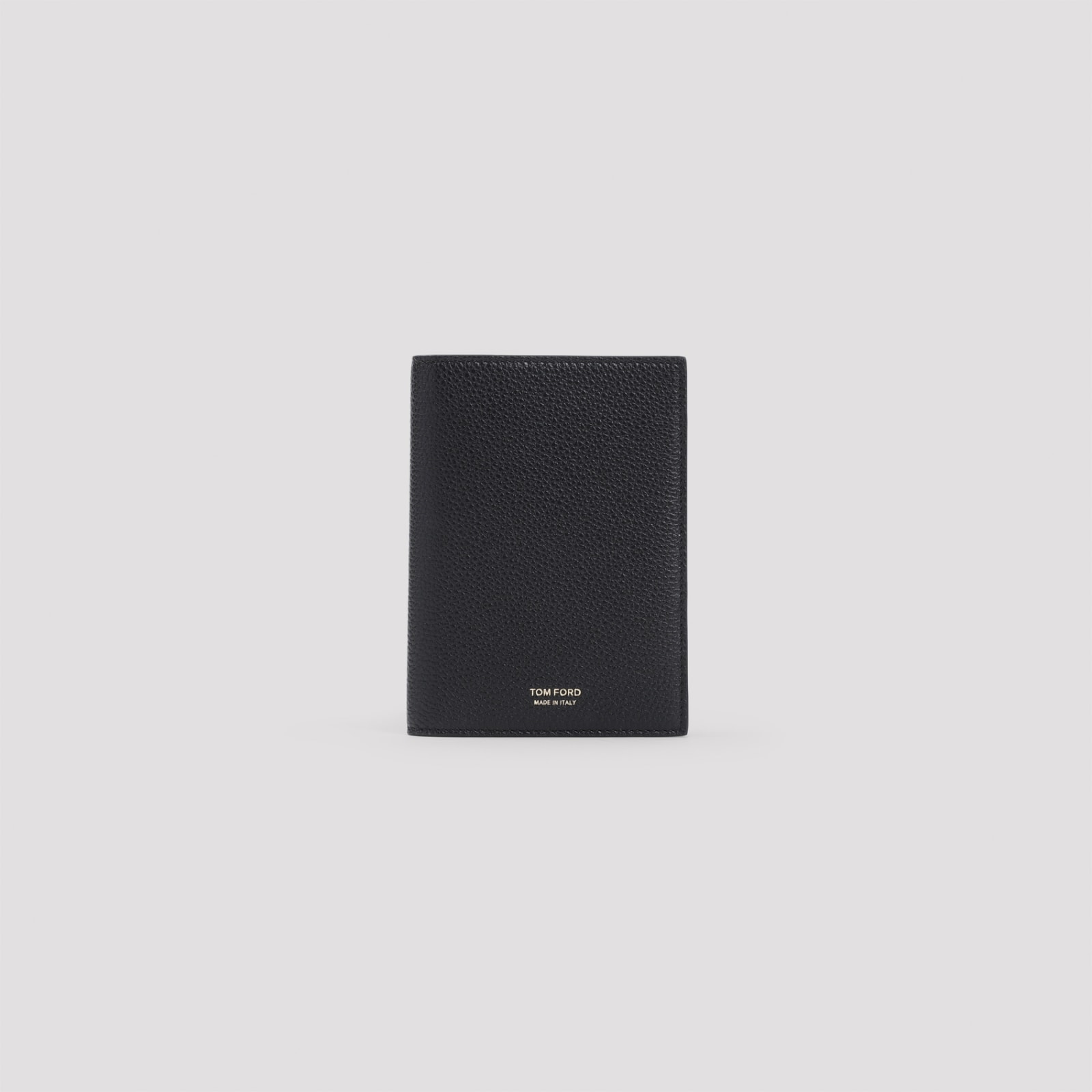 Tom Ford Black Calf Leather Passport Holder In Black