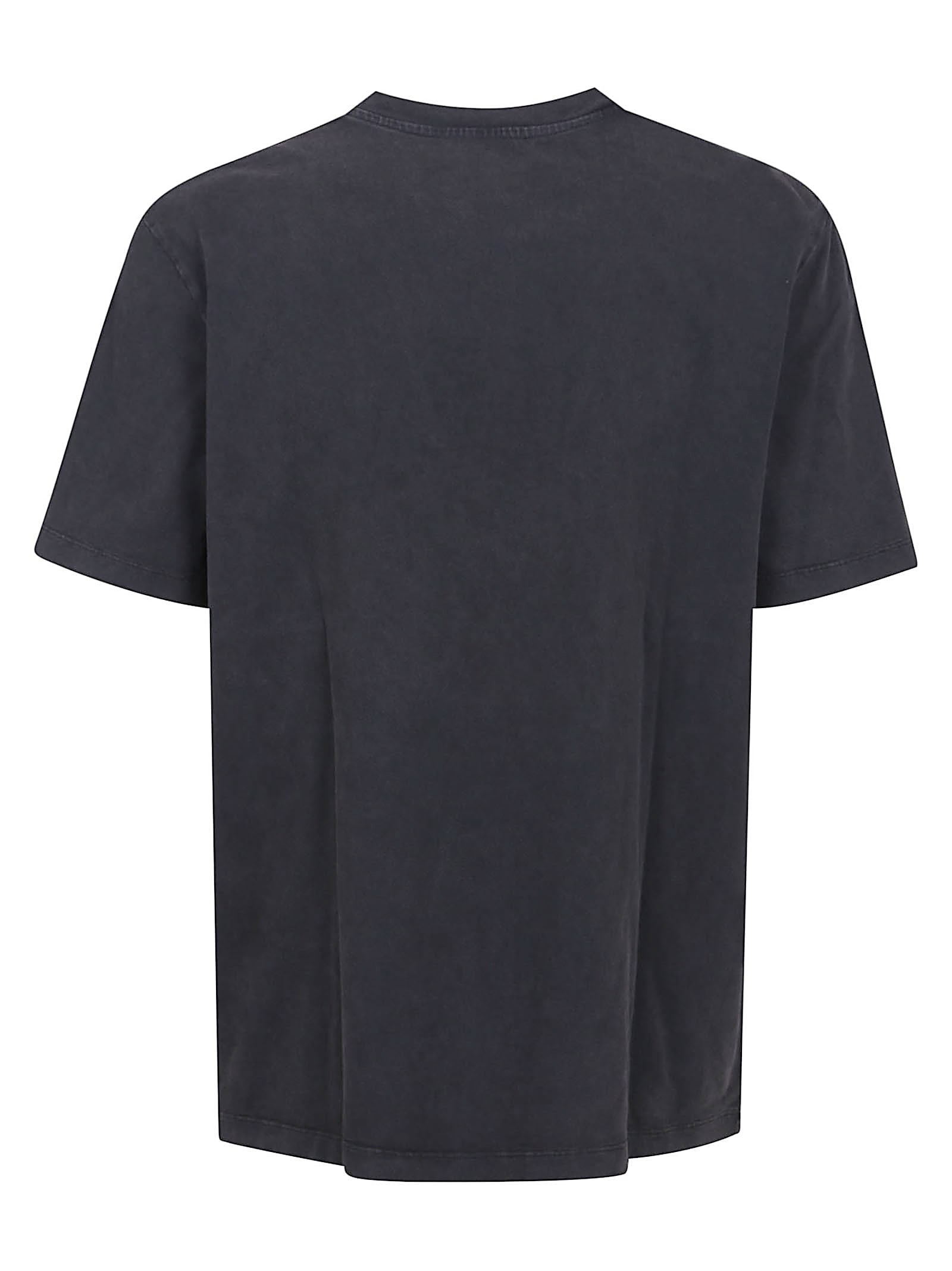Balmain Round Neck Vintage Embroidered T-shirt With Unique Pigment-dyed Finish In Gray