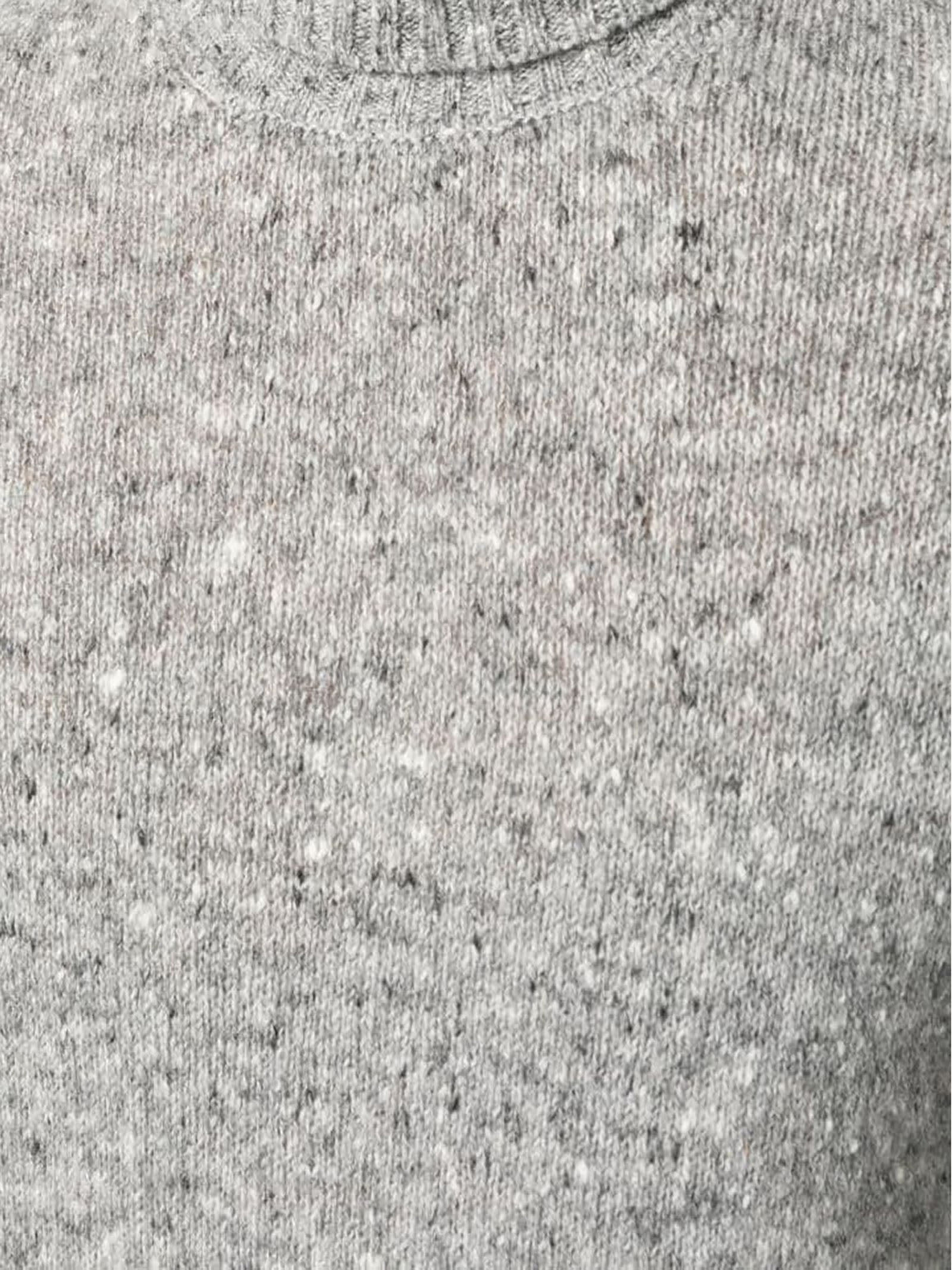 Drumohr Marl Knit Crew Neck Sweater With Ribbed Cuffs In Gray