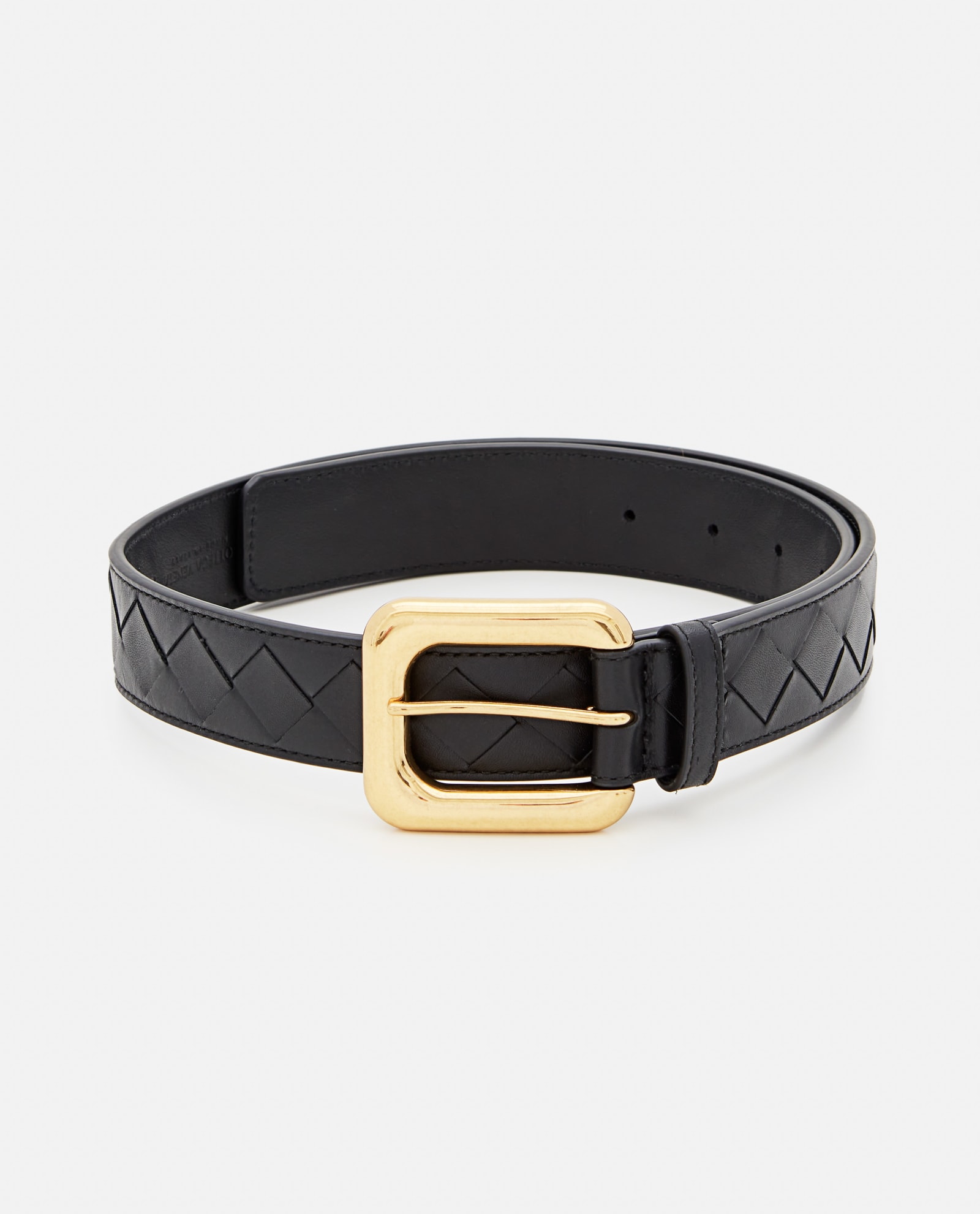 Bottega Veneta 3cm Intreccio Leather Belt In Black