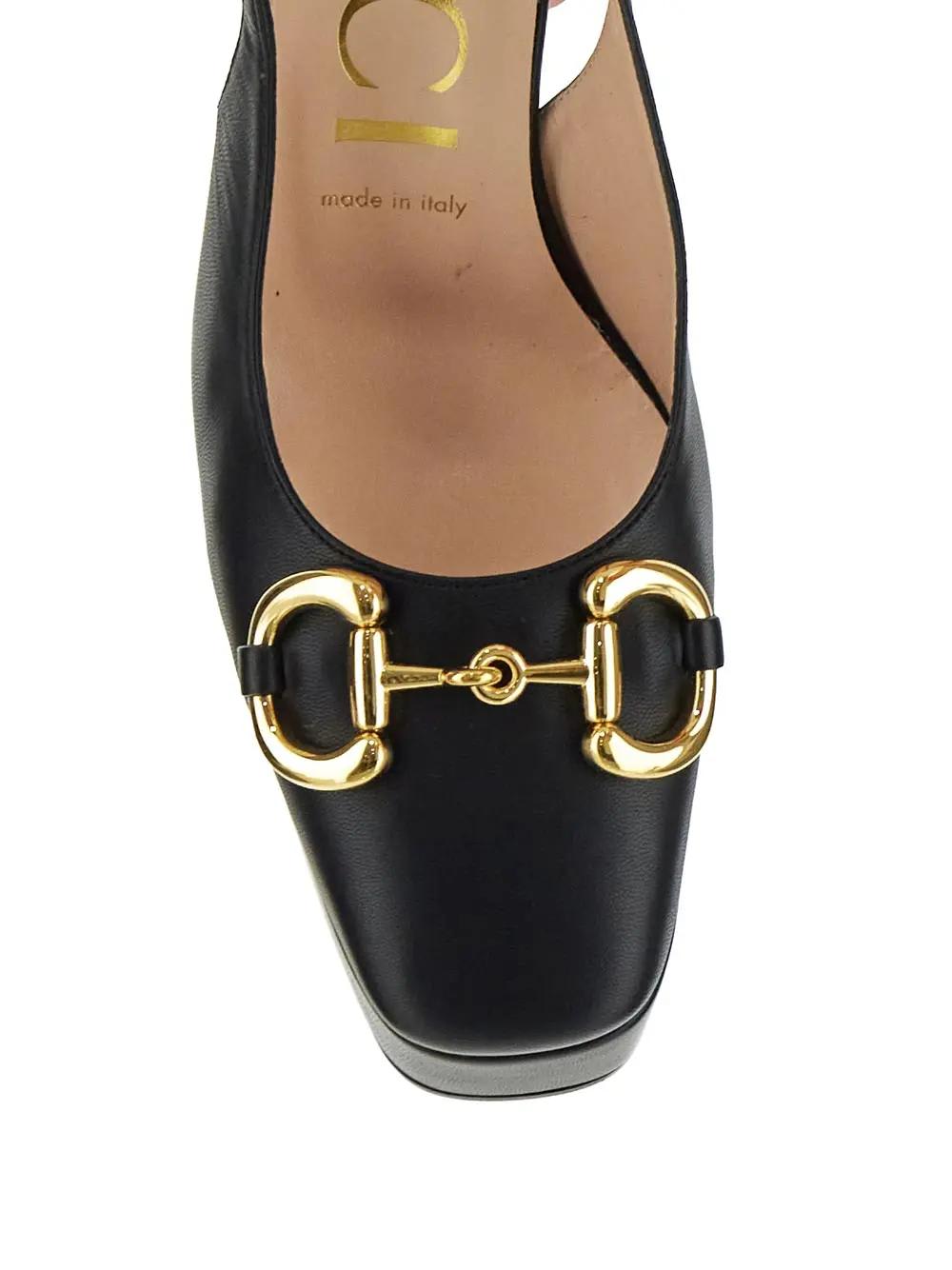 Gucci Baby 120 Leather Platform Slingback Pumps In Black