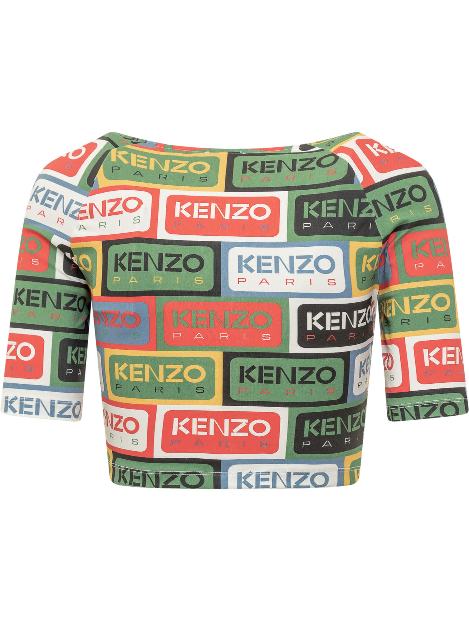 Kenzo Logo Print Cropped Top In Mu Multicolore