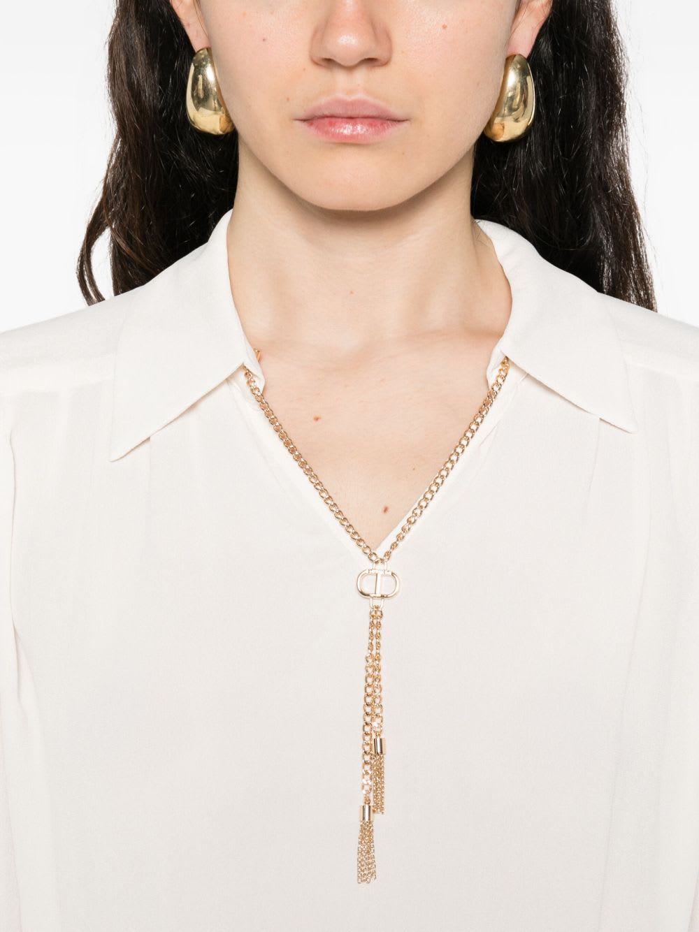Twinset Chain-embellished Polo Blouse In White