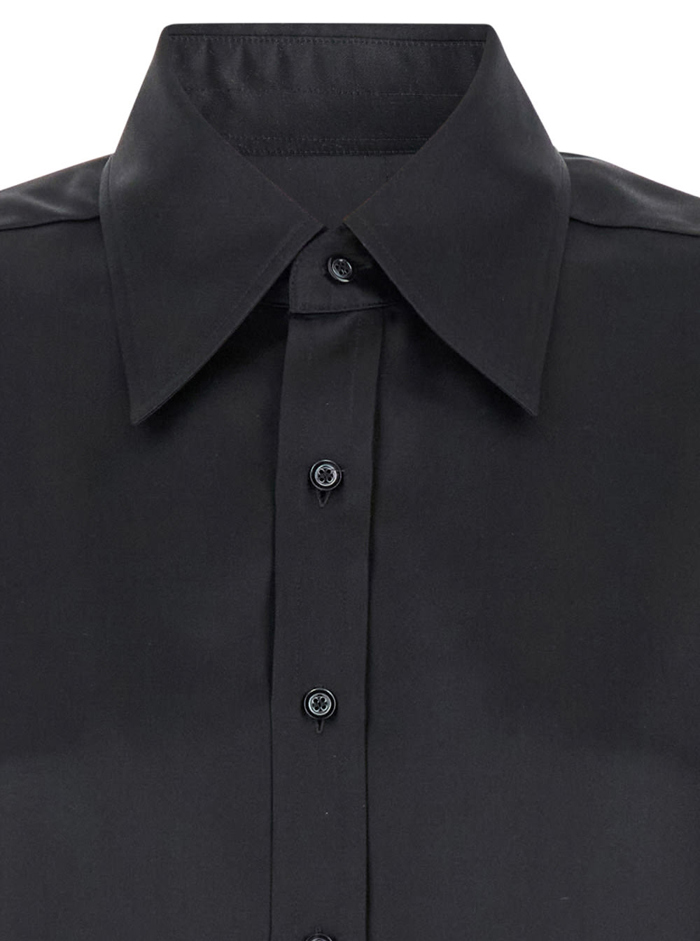 Shop Maison Margiela Black Oversized Shirt With Oversized Collar In Silk Woman