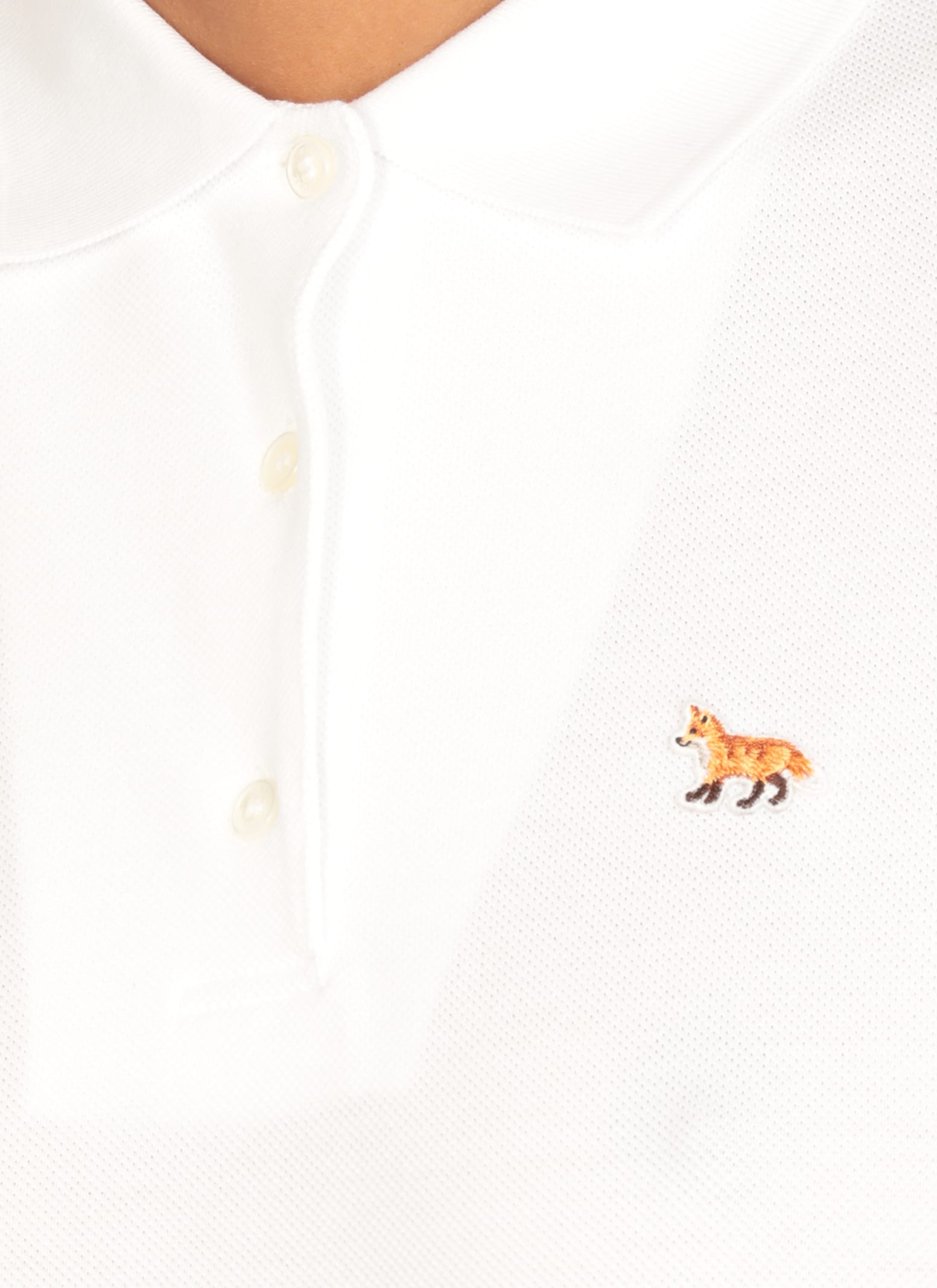 Maison Kitsuné Baby Fox Head Polo Shirt In White