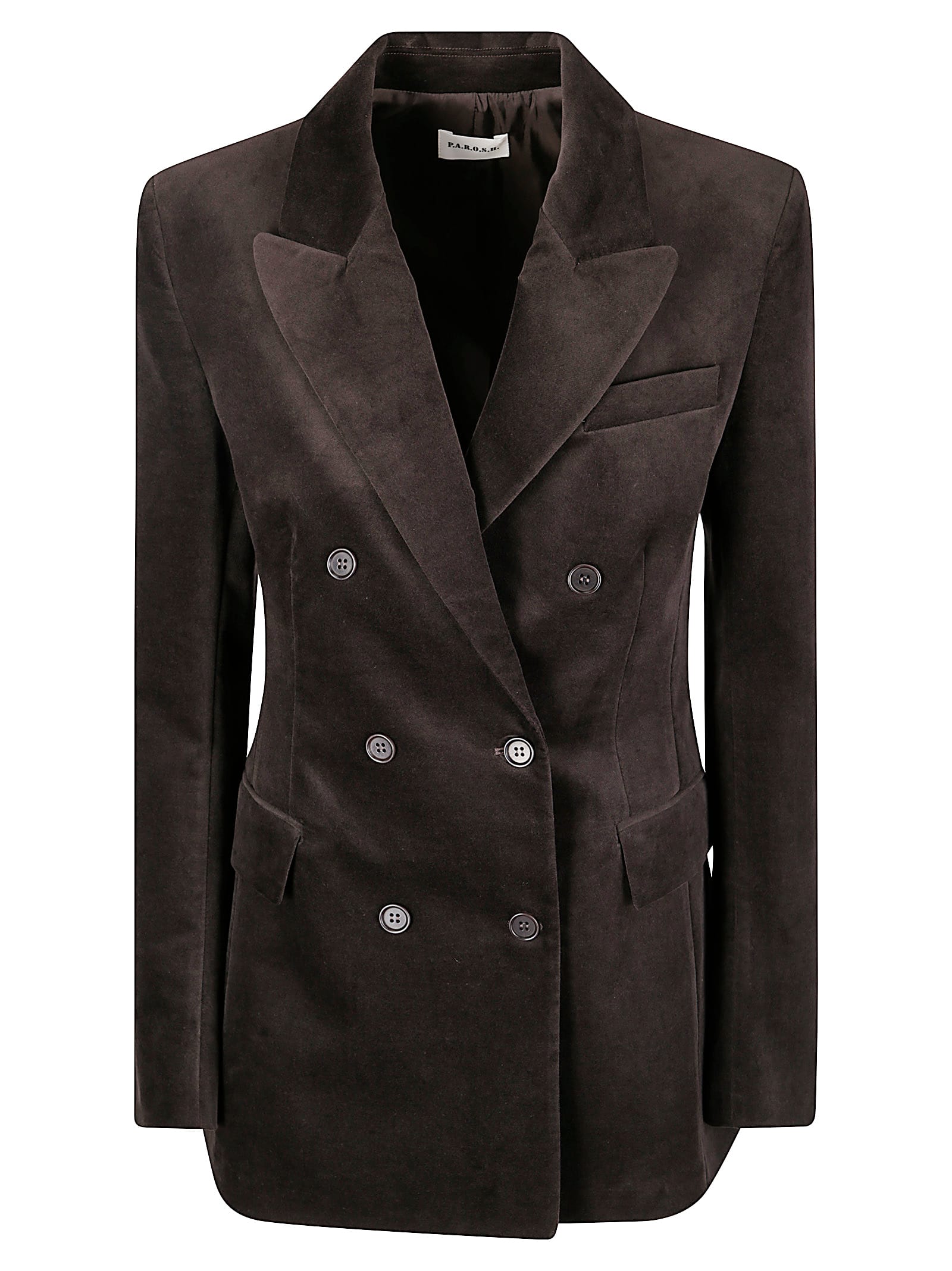 P.a.r.o.s.h Velvet Double-breasted Blazer In Brown