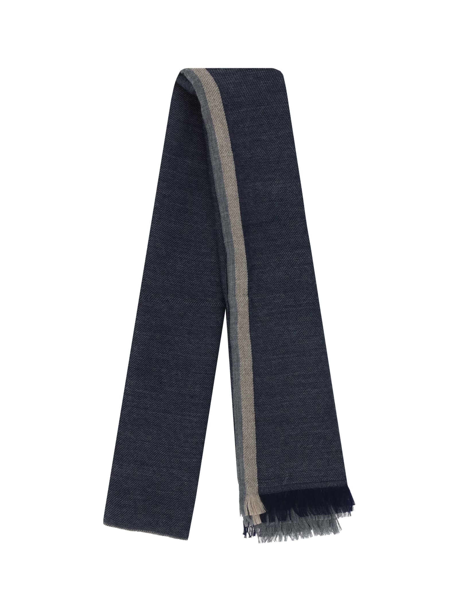 Brunello Cucinelli Men Cashmere And Silk Scarf In Grey