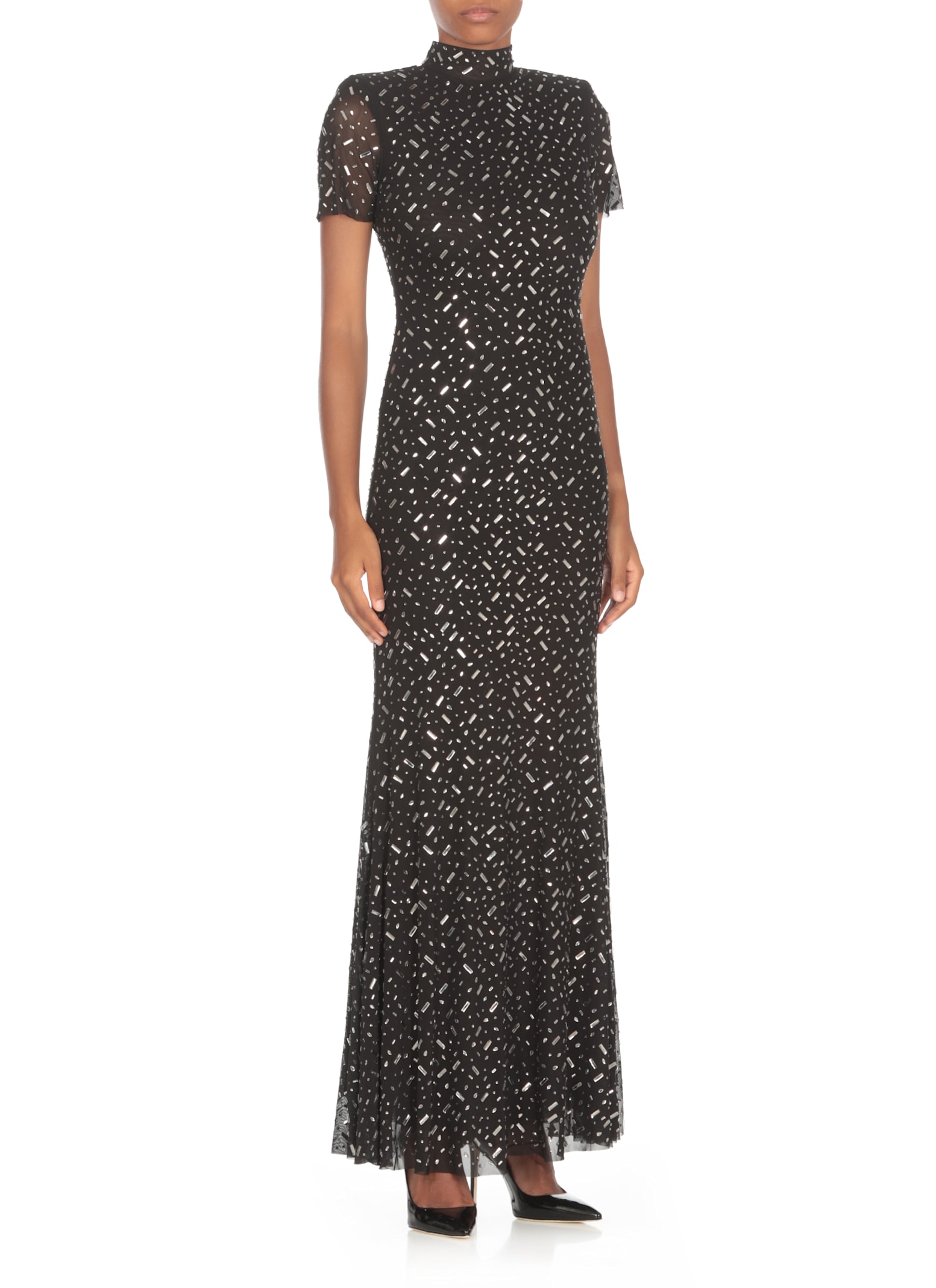 Shop Self-portrait Dress With Strass In Black