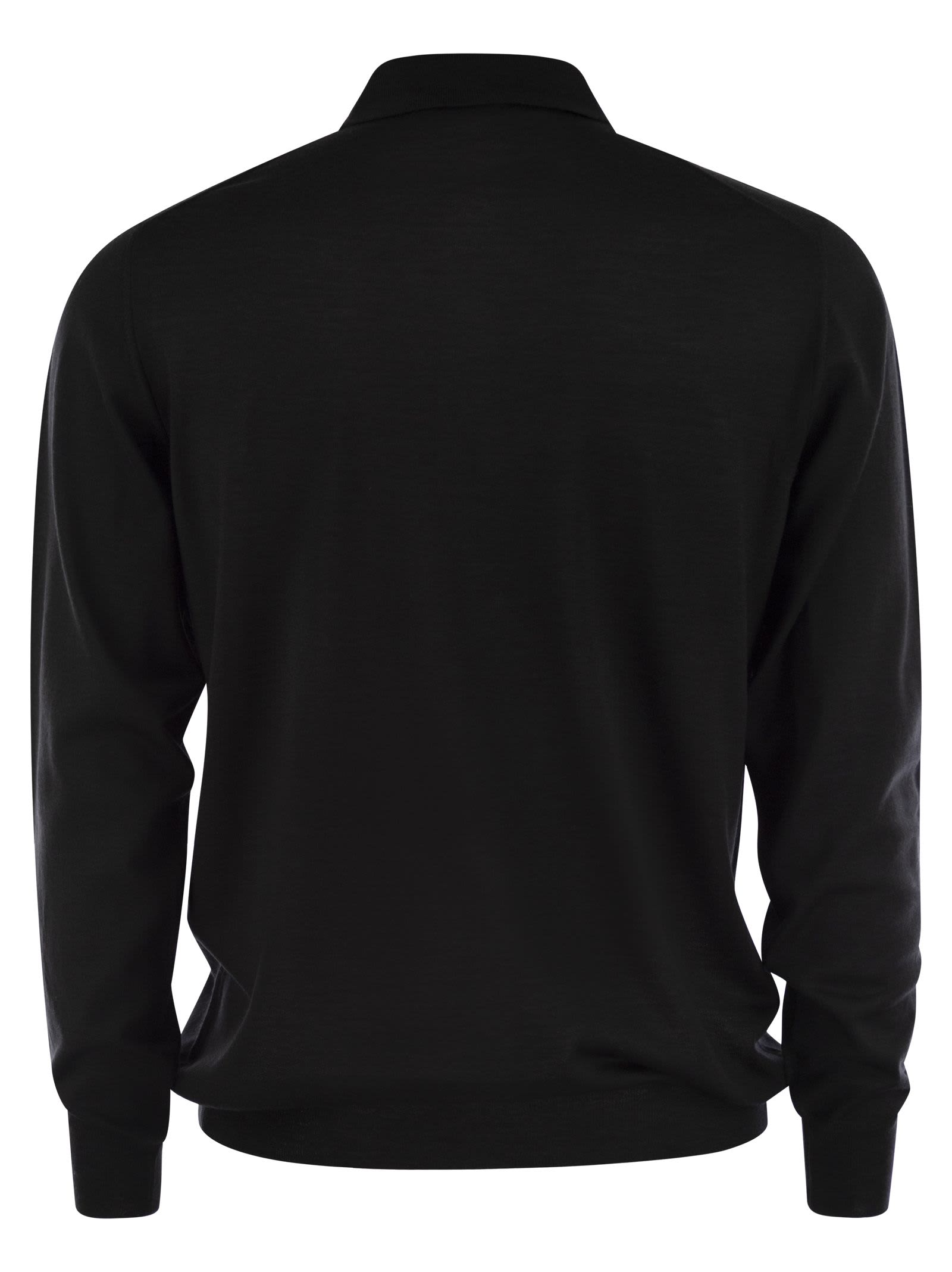 Shop Fedeli Virgin Wool Polo Shirt In Black