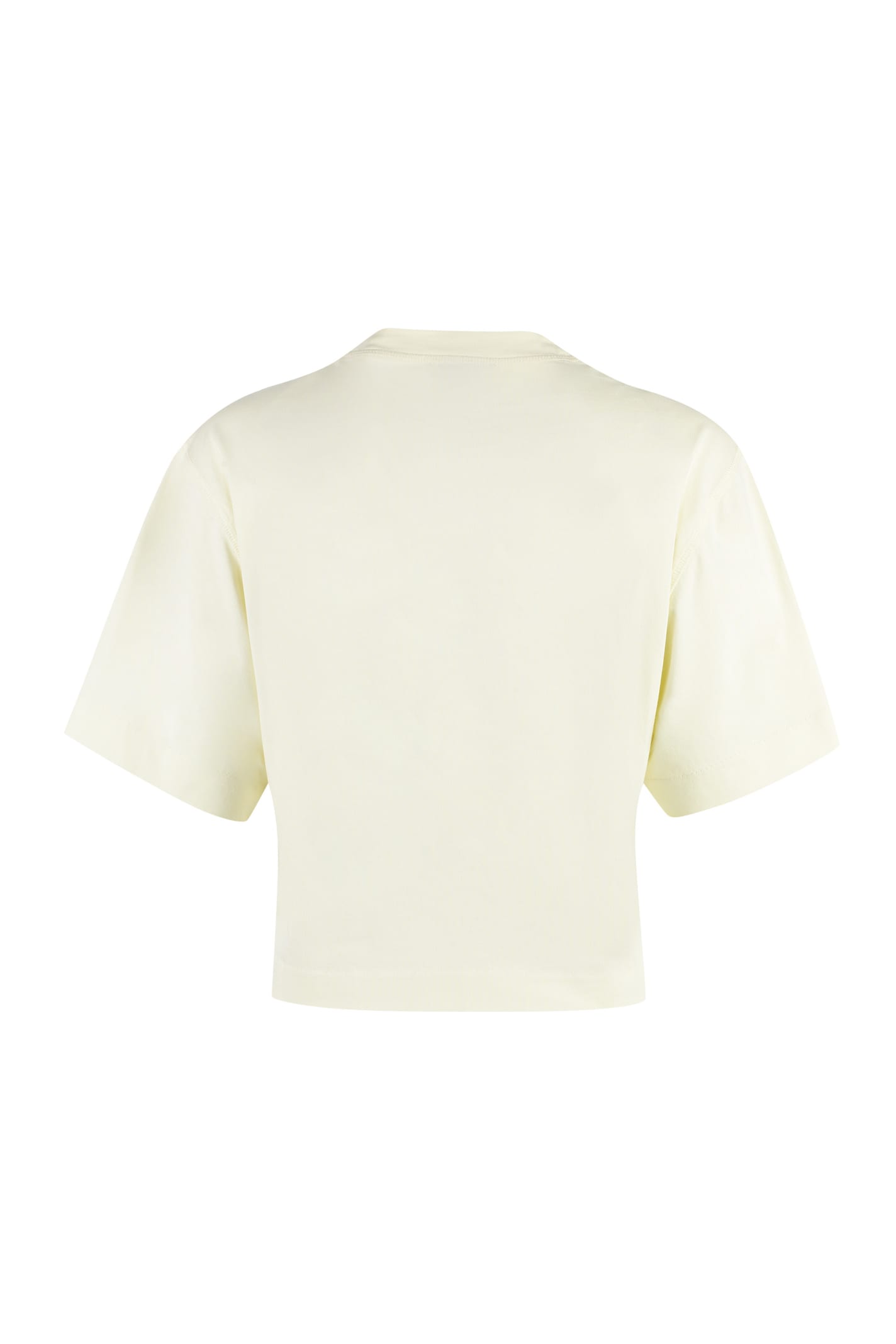 Shop Off-white Logo Detail Cropped T-shirt In Beige/bianco