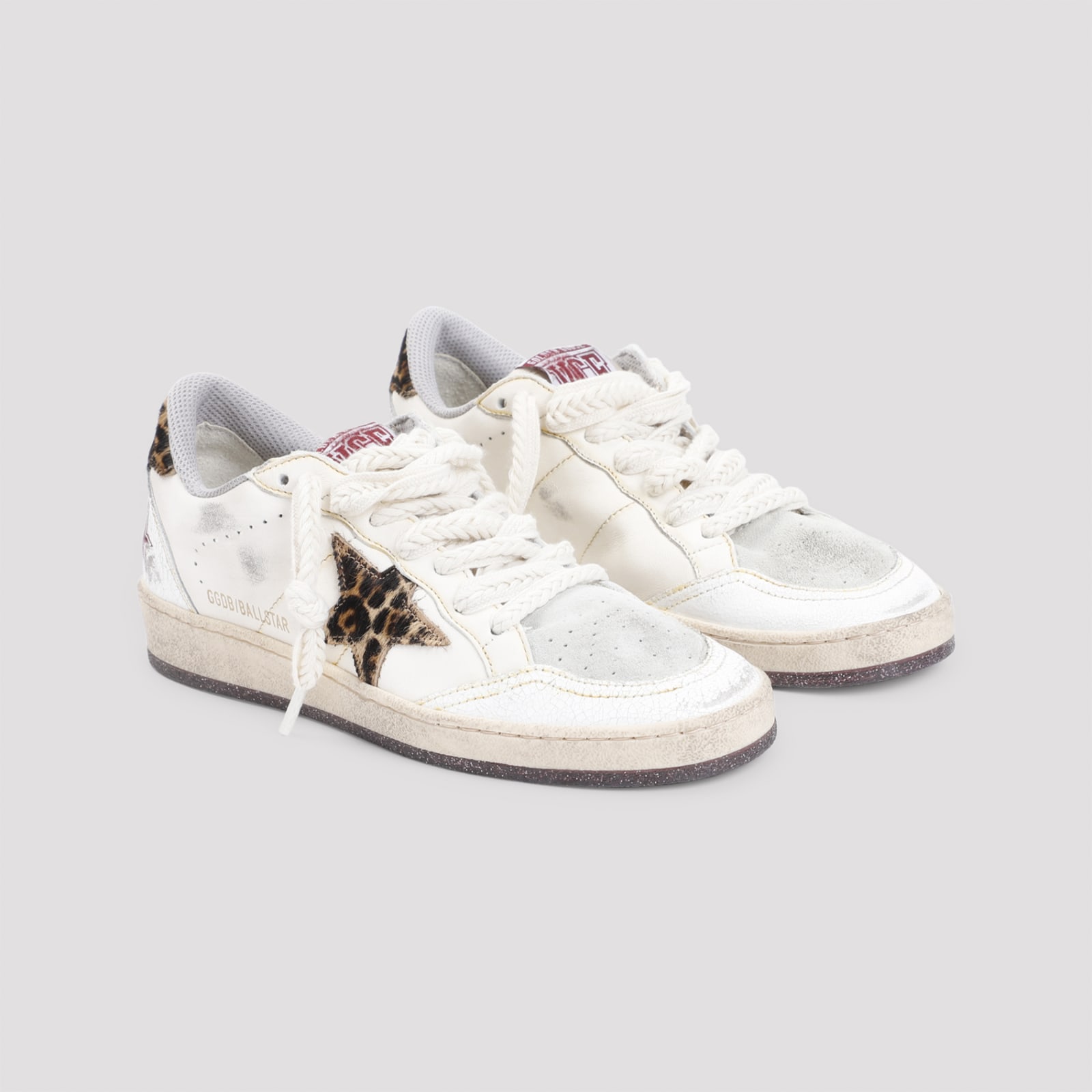 Shop Golden Goose Ball Star Sneakers In White Beige Beige Brown Leo