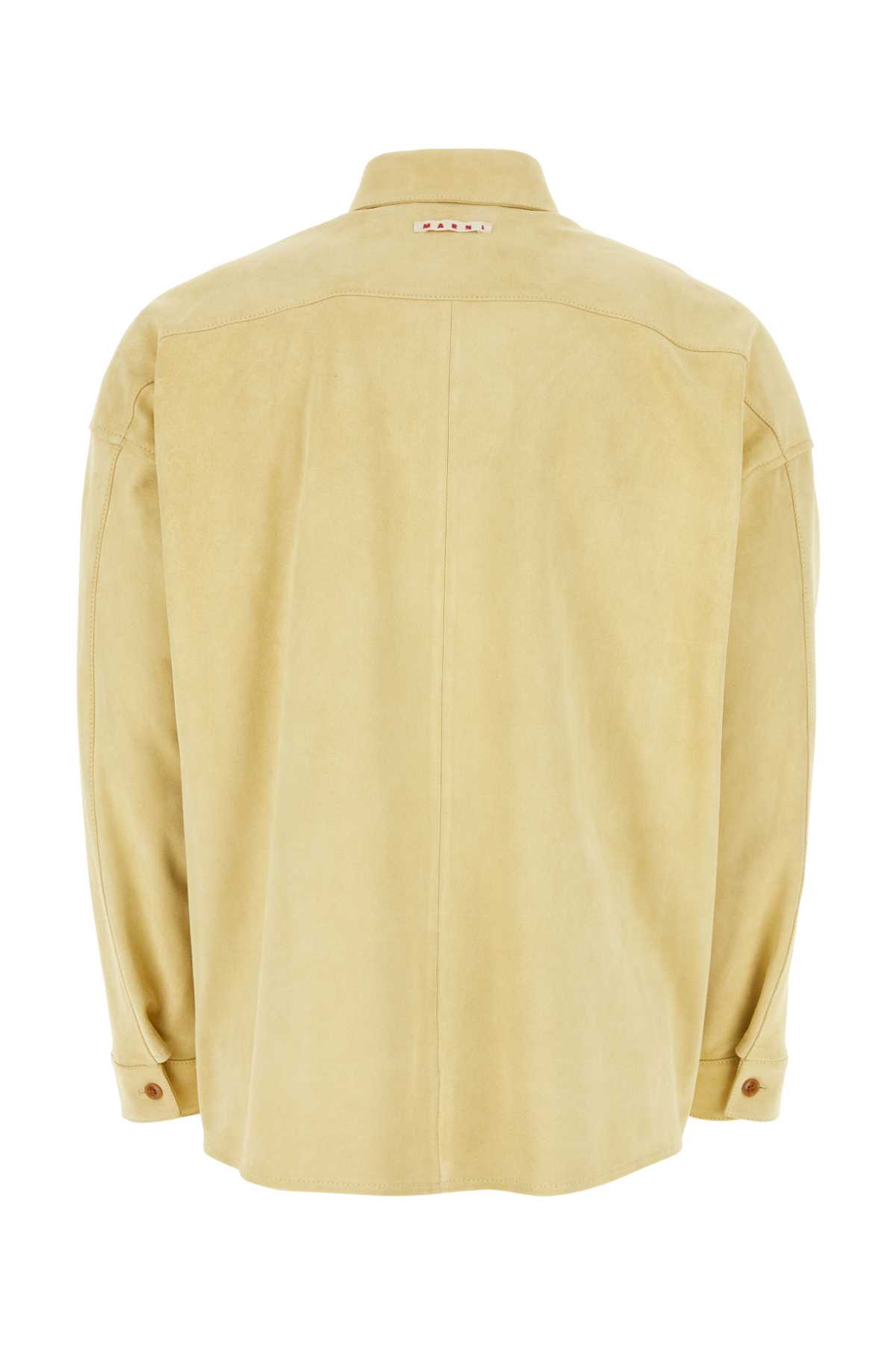 Shop Marni Pastel Yellow Suede Shirt In Pyramid