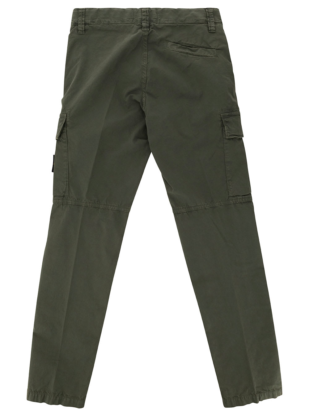 Shop Stone Island Junior Green Cargo Pants With Logo Patch In Stretch Cotton Boy