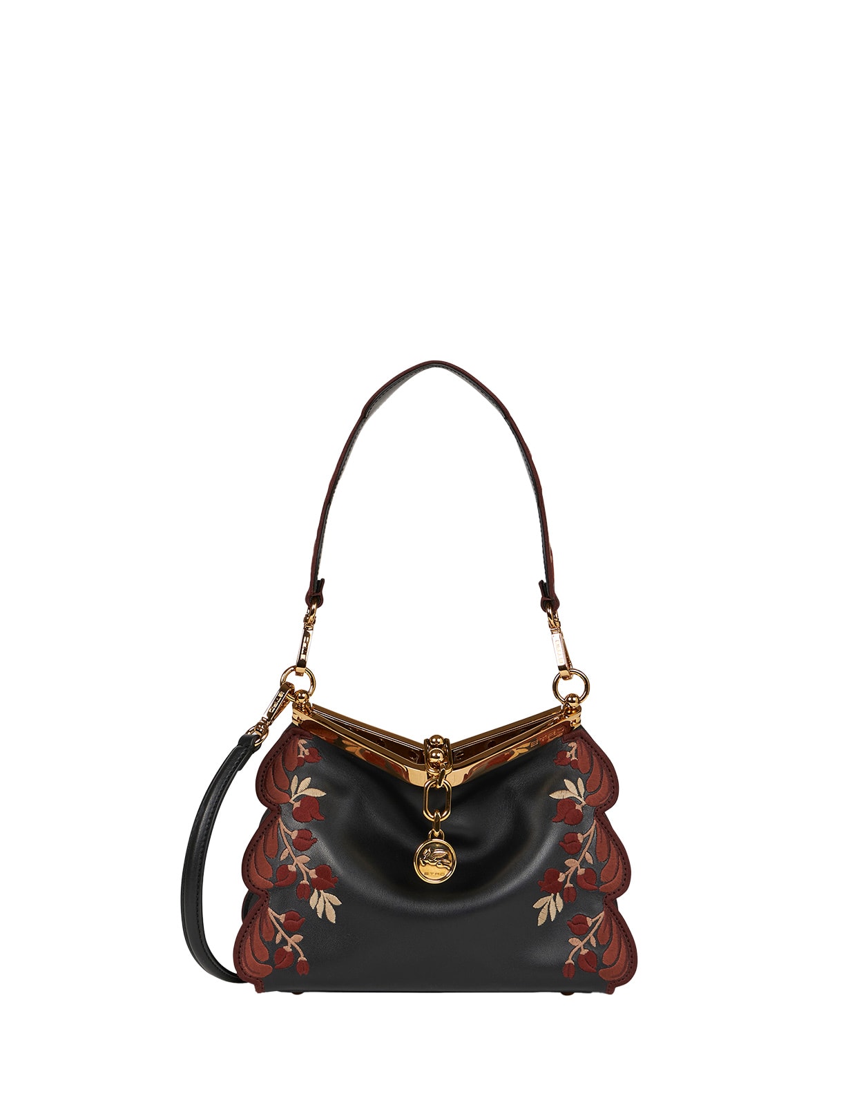 Shop Etro Black Small Vela Bag With Embroidery