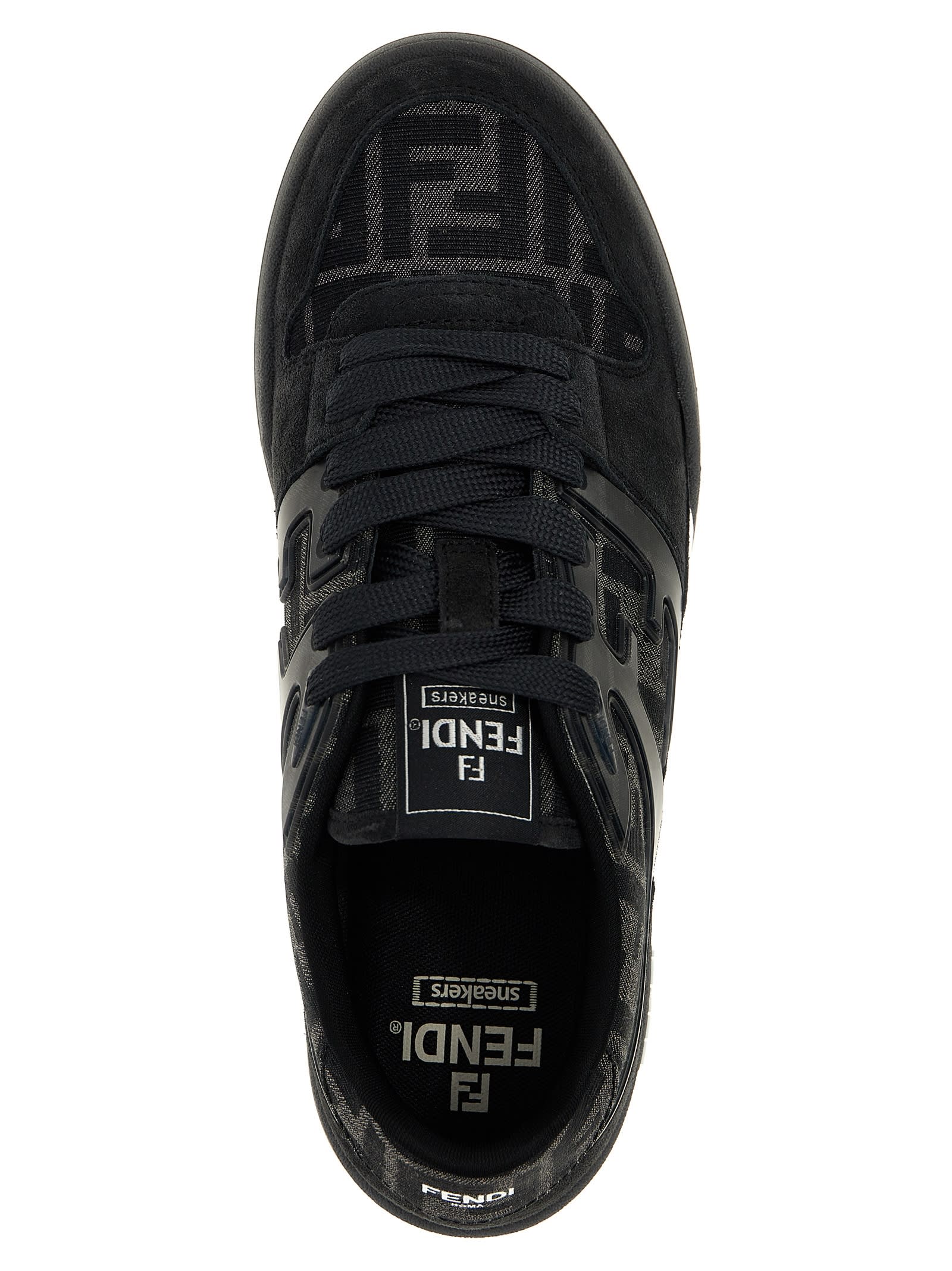 Fendi Low-top Round Toe Rubber Sole Sneakers In Gray