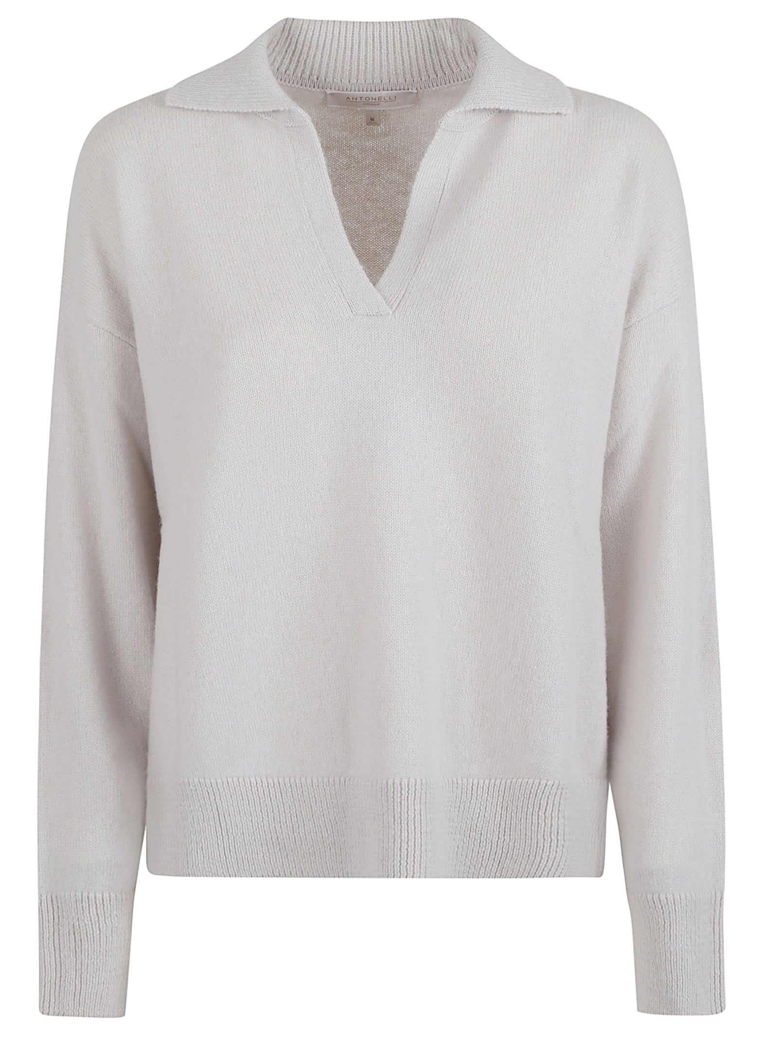 Antonelli Long-sleeved Ribbed Sweater In White
