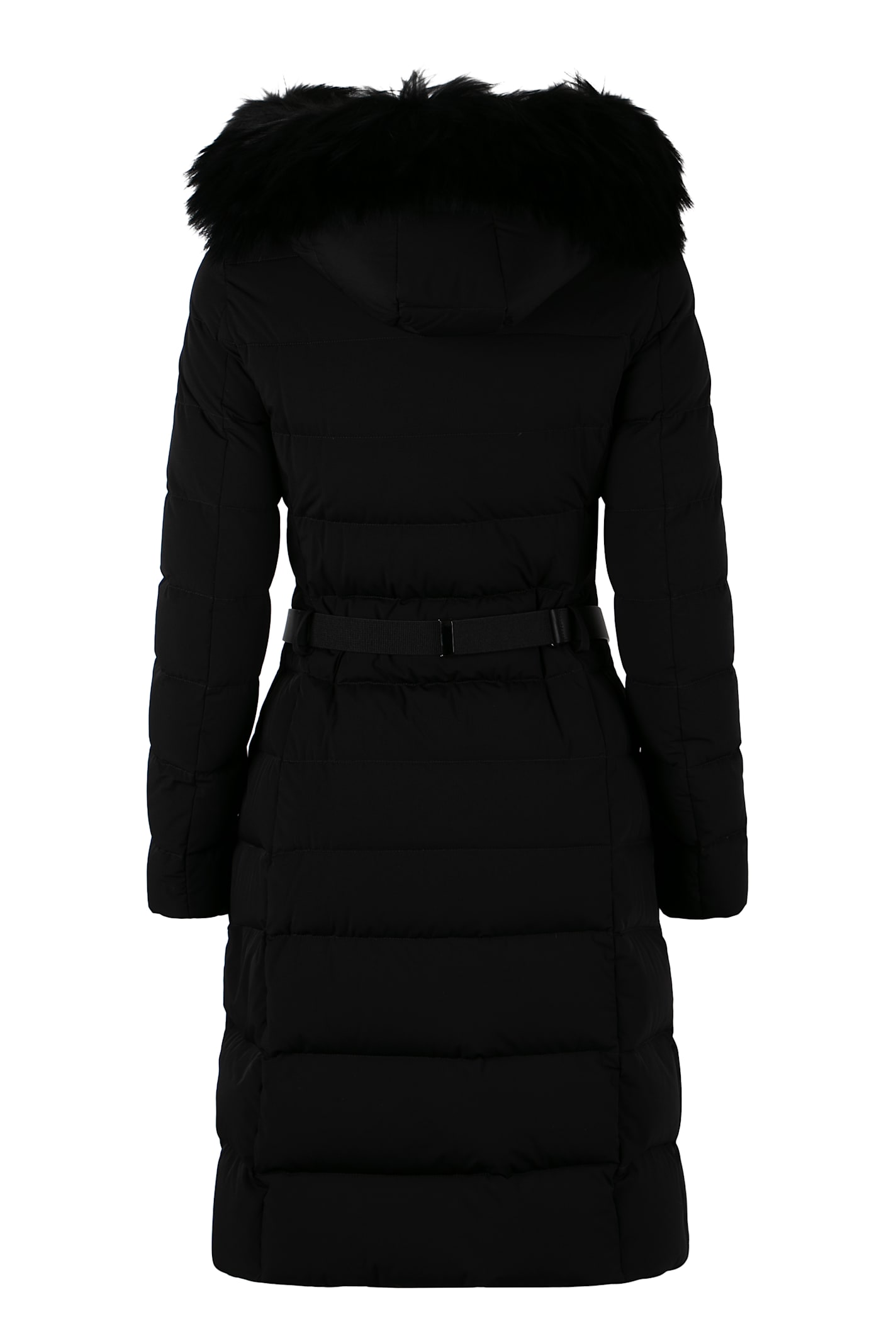 Moorer Niki Belted Long Down Jacket In Black