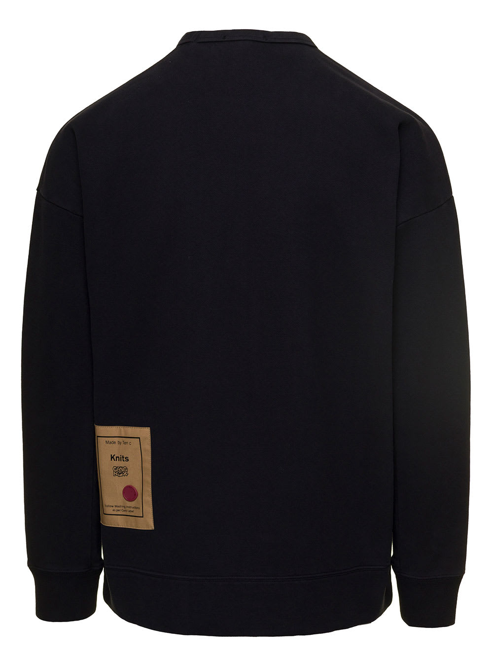 Shop Ten C Black Crewneck Printed Sweater In Cotton Man