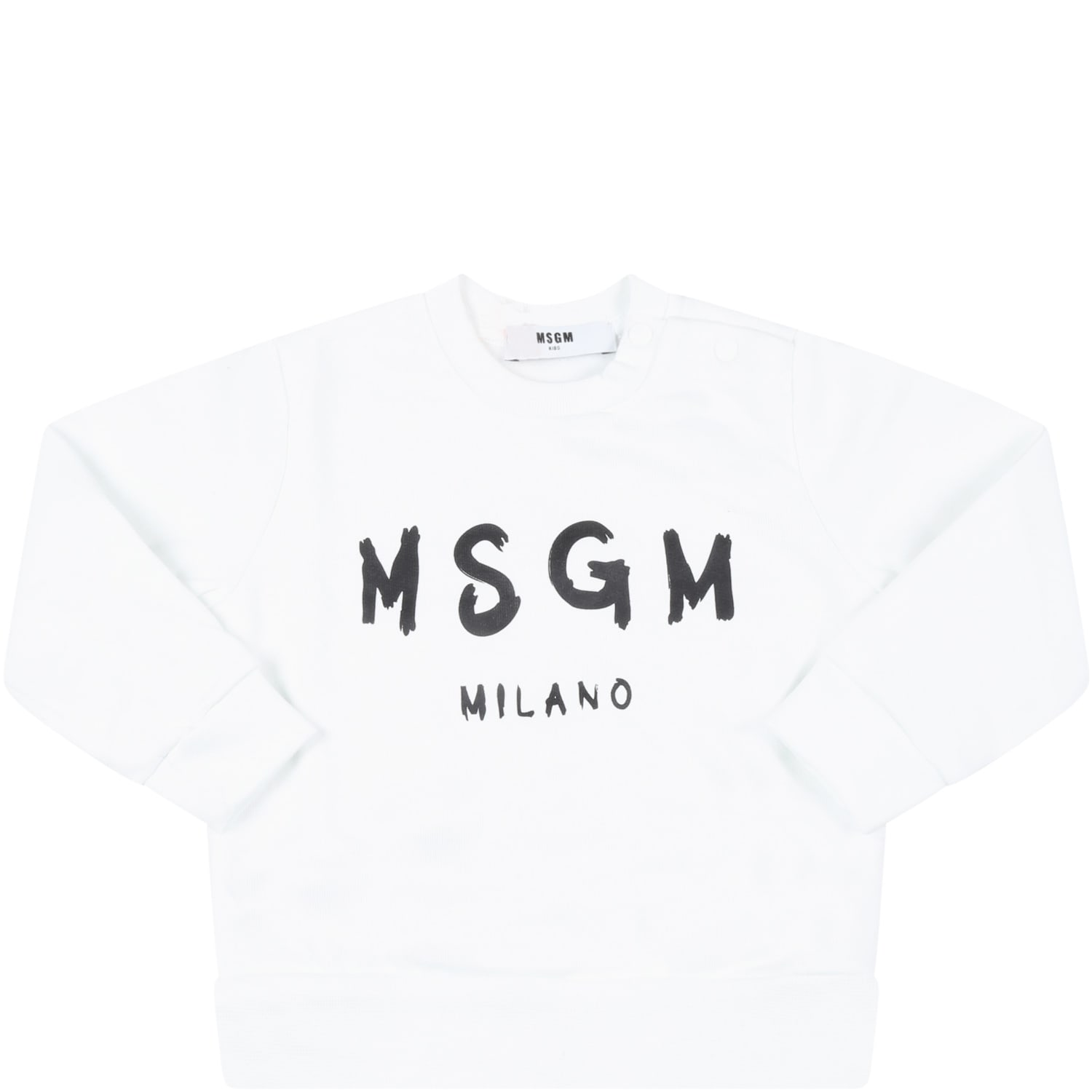 MSGM White Sweatshirt For Baby Boy With Black Logo
