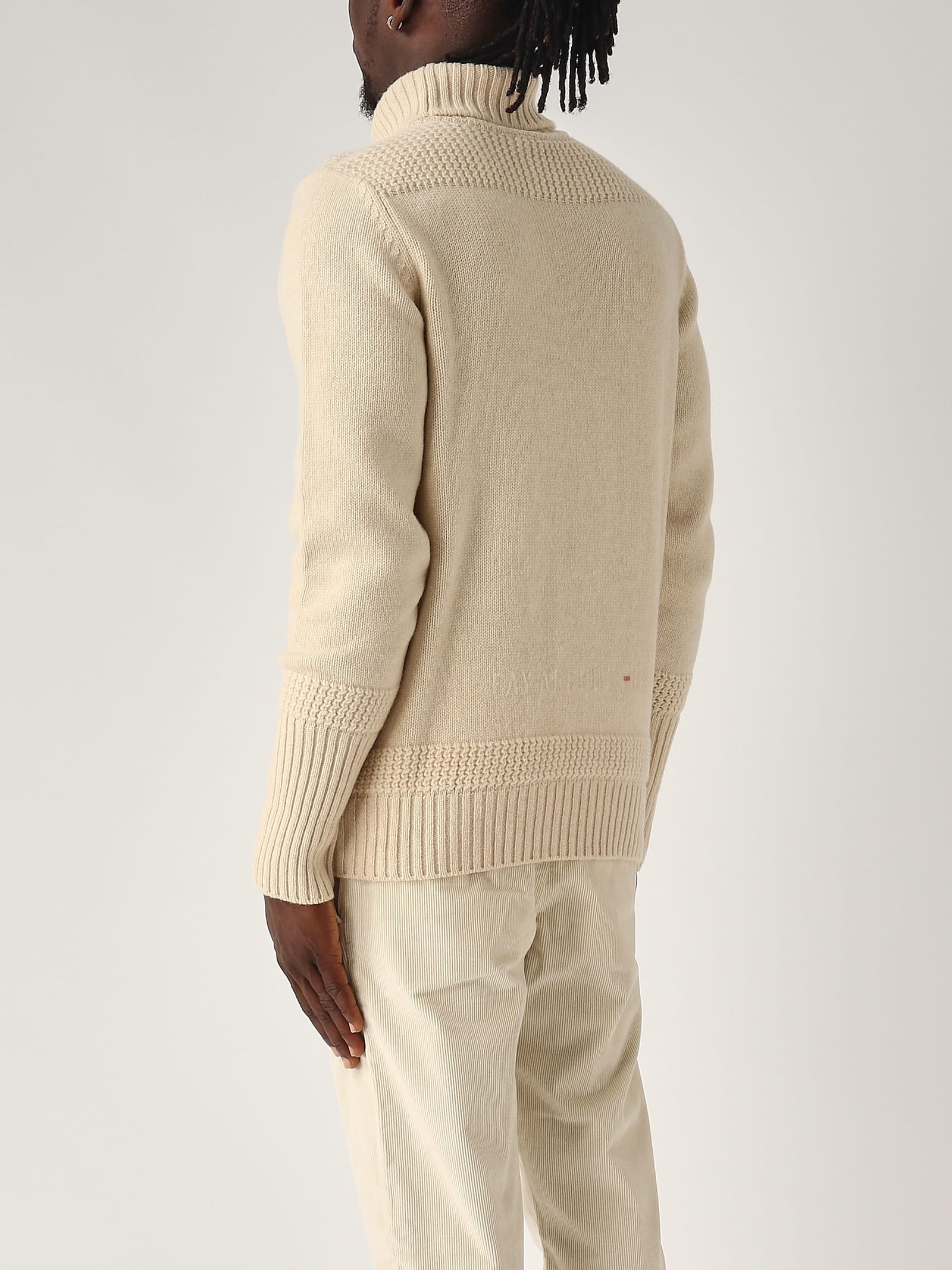 Shop Fay Dolcevita Uomo Sweater In Panna