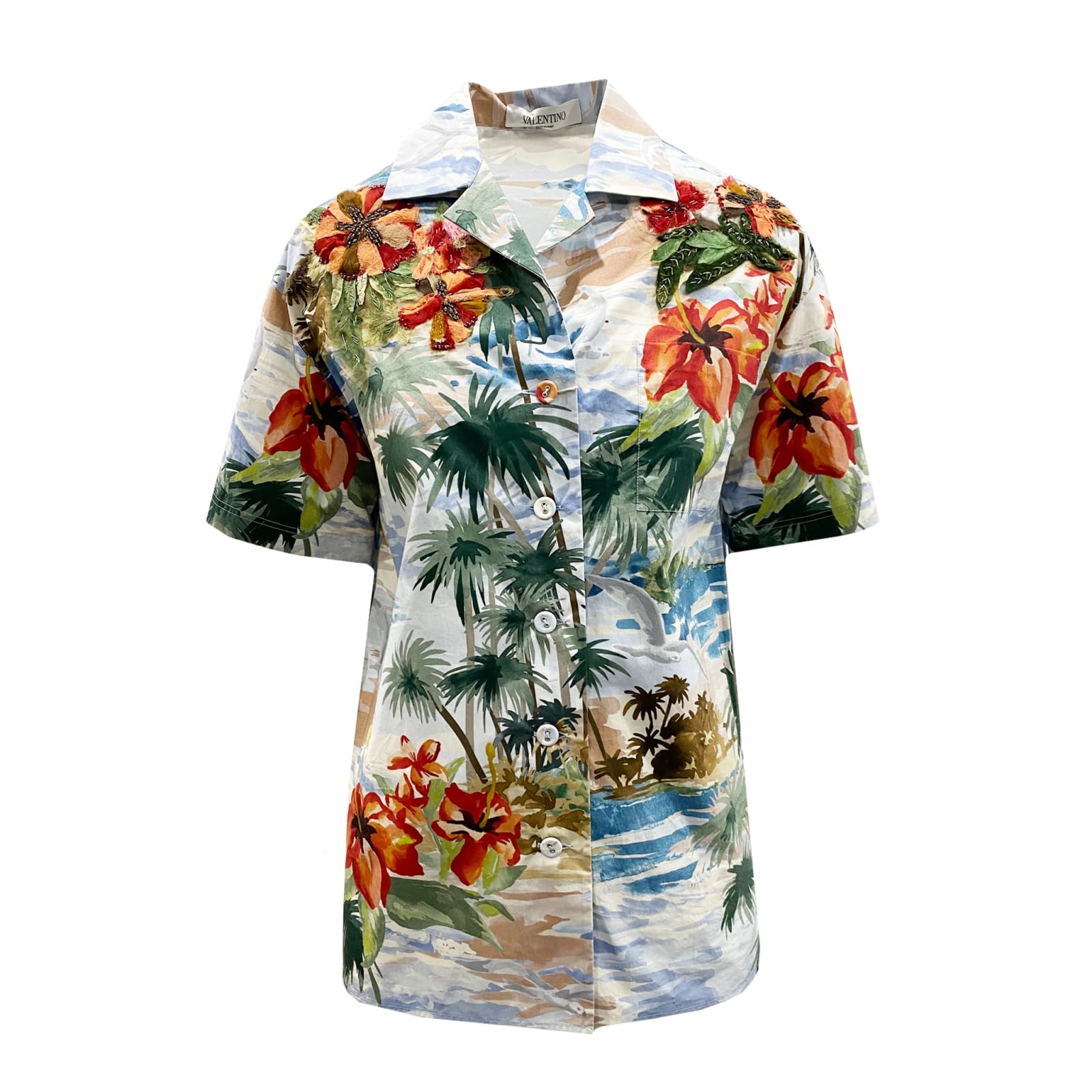 Valentino Hawaiian Print Cotton Shirt