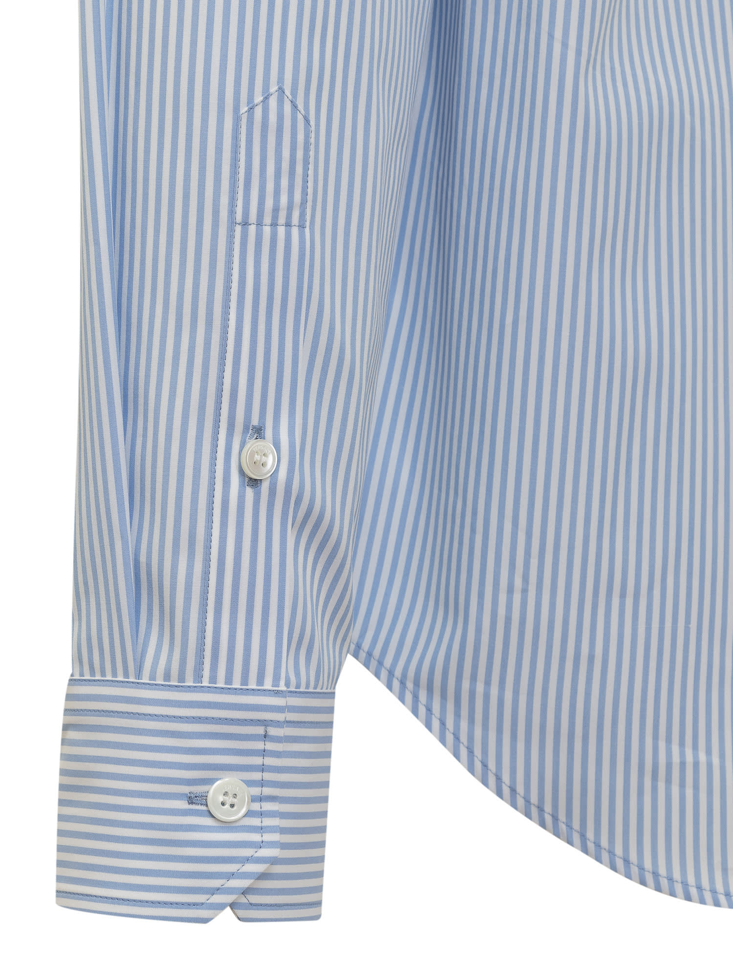 Versace Men Seashell Baroque Striped Shirt In Light Blue