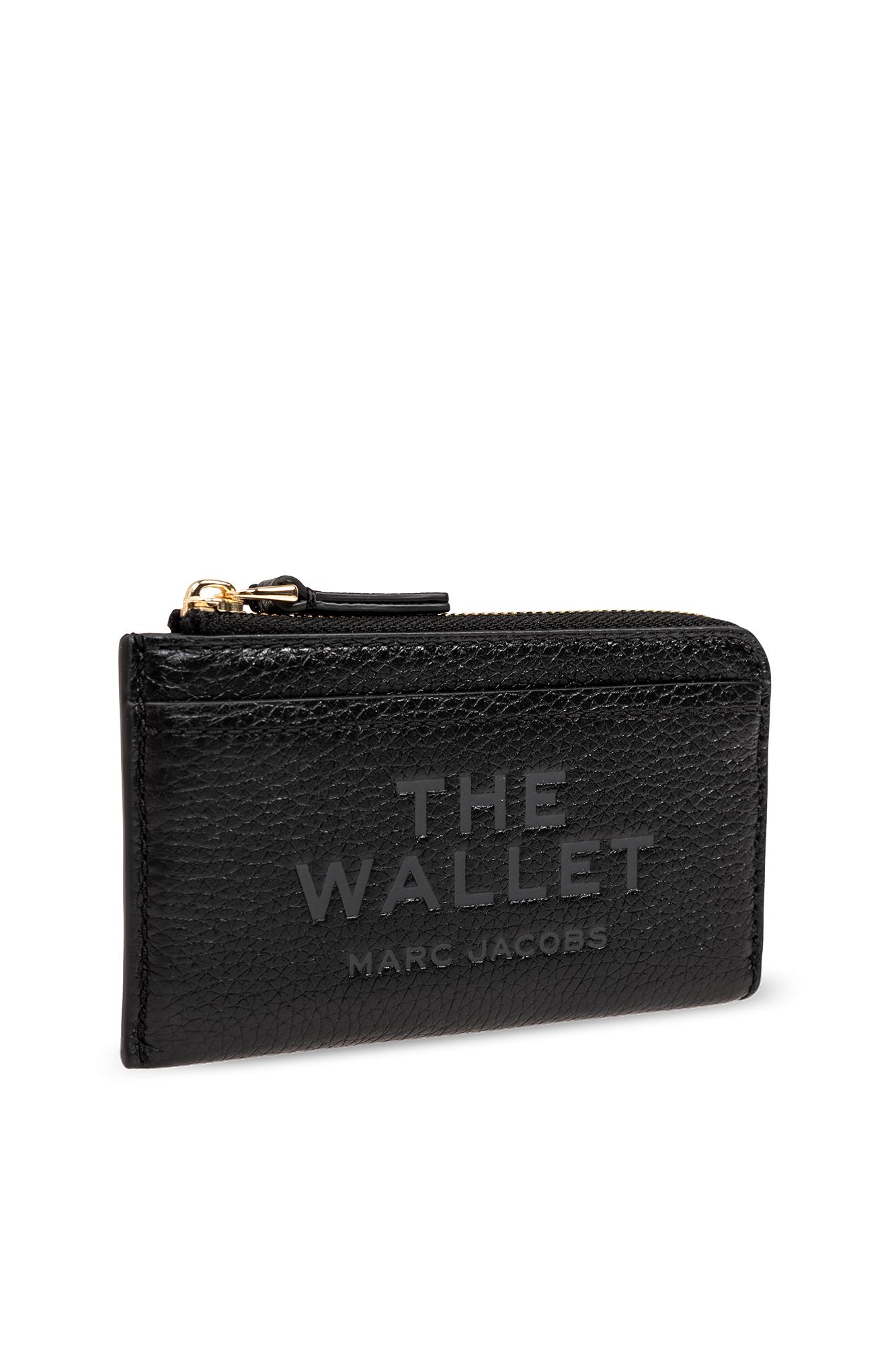 Marc Jacobs Black Wallet With Logo Detail And Snap Hook In Grained Leather Woman In Black