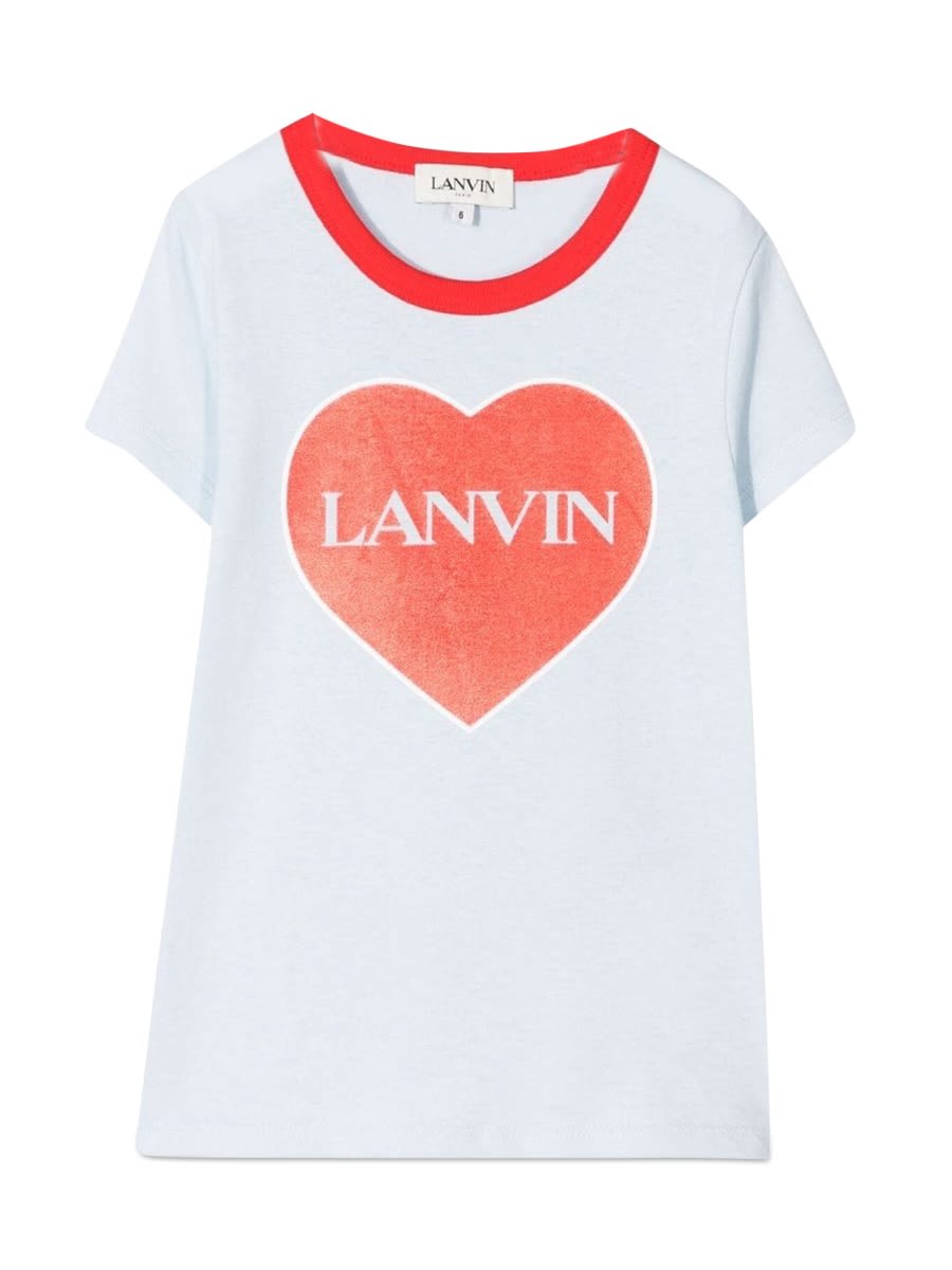 Lanvin Kids' T-shirt Con Cuore In Blue