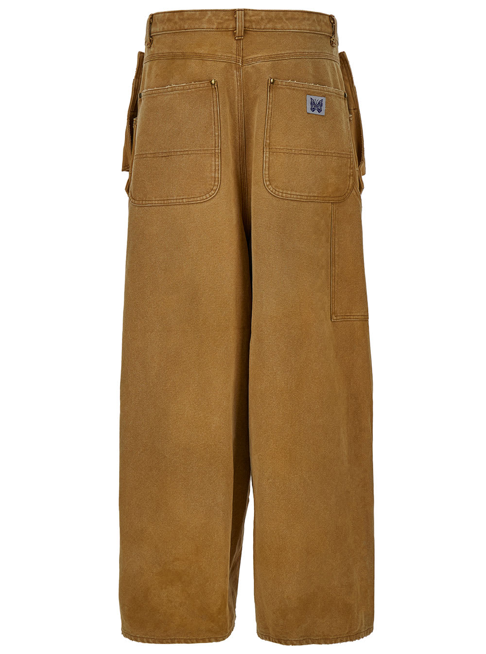 Shop Needles Beige Jeans With Apron Detail And Logo Patch In Cotton Denim Man In Yellow