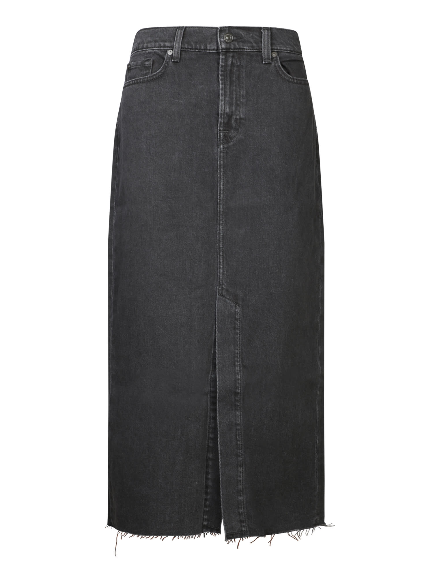 Shop 7 For All Mankind Kellie Black Denim Midi Skirt