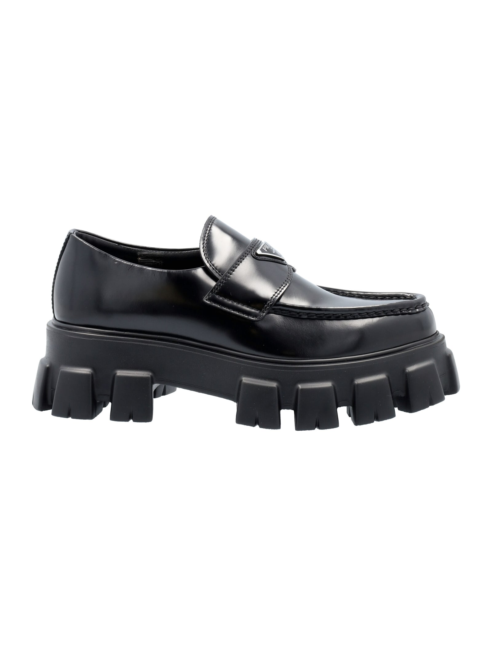 Prada Monolith Brushed Leather Loafers