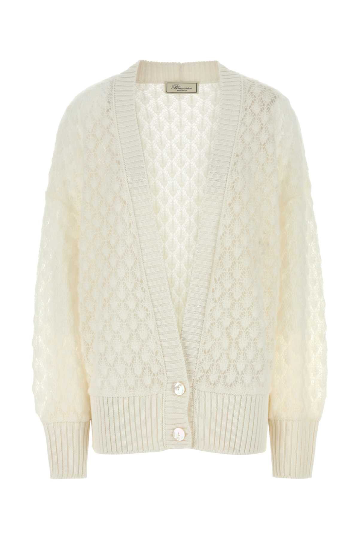 Blumarine Textured Knit Oversize V-neck Cardigan In Multi