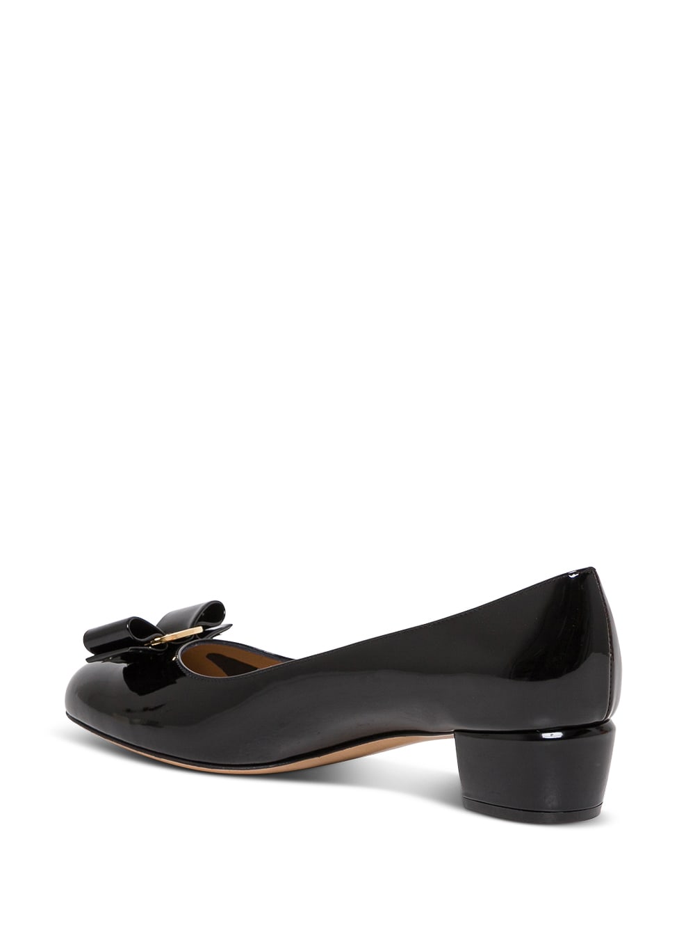 Shop Ferragamo Vara Pumps In Black Patent Leather With Bow