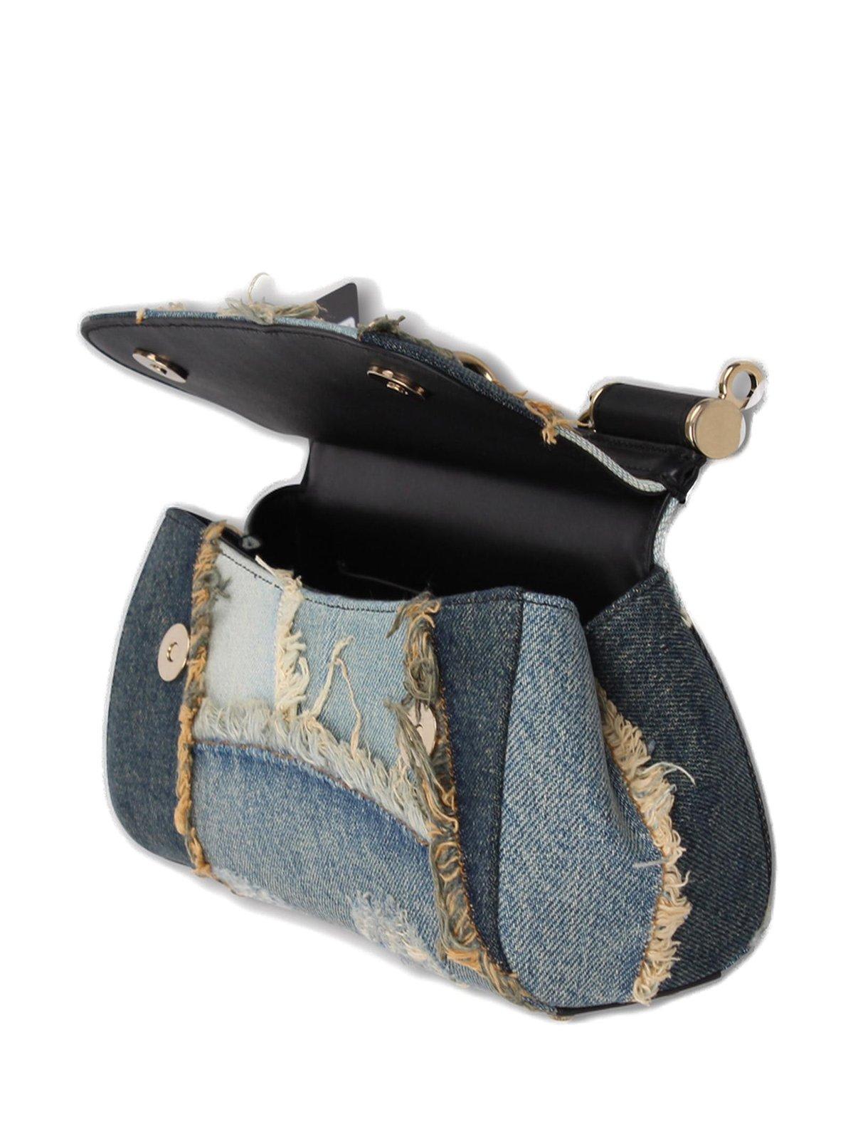 Shop Dolce & Gabbana Medium Patchwork Denim Sicily Handbag