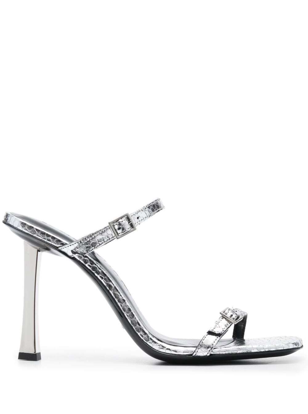 Silver Flagstone Flick Sandals In Metallic Leather Woman