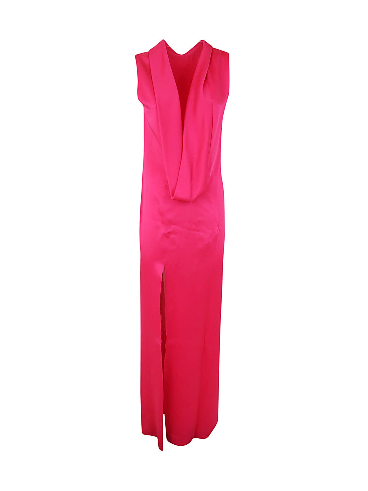 Shop Versace Enver Satin Shiny Cocktail Dress In Tropical Pink