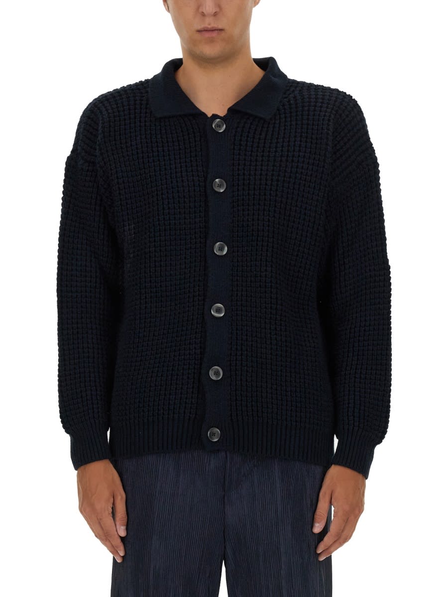 Shop Family First Milano Polo Cardigan In Blue