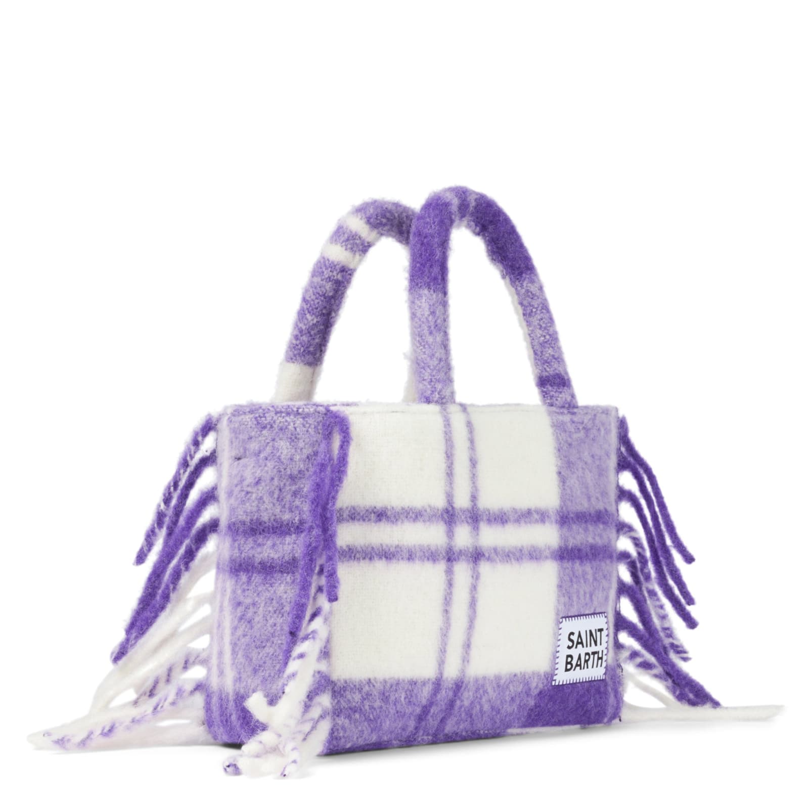 Shop Mc2 Saint Barth Colette Blanket Handbag With Tartan Print In Pink