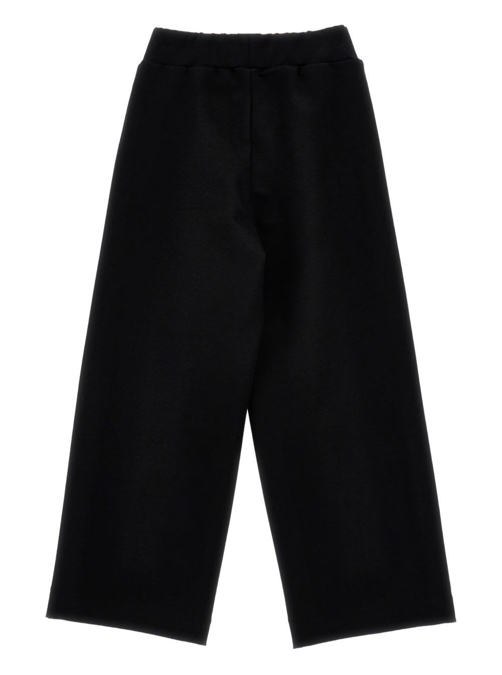 Monnalisa Pantaloni Con Vita Elasticizzata E Cuore Sul Fronte In Cotone Neri Bambina In Black