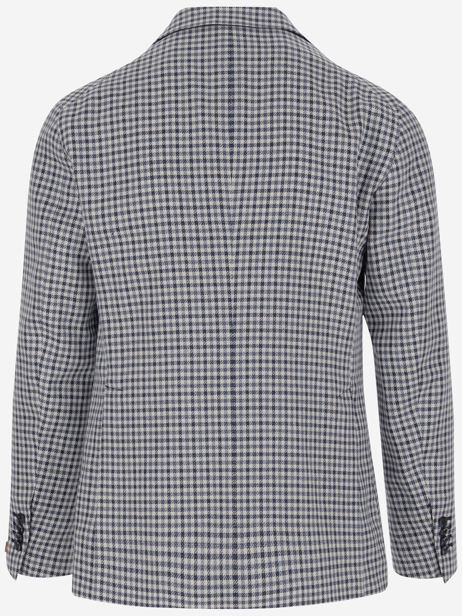 Tagliatore Linen Blend Single-breasted Jacket With Check Pattern In Red