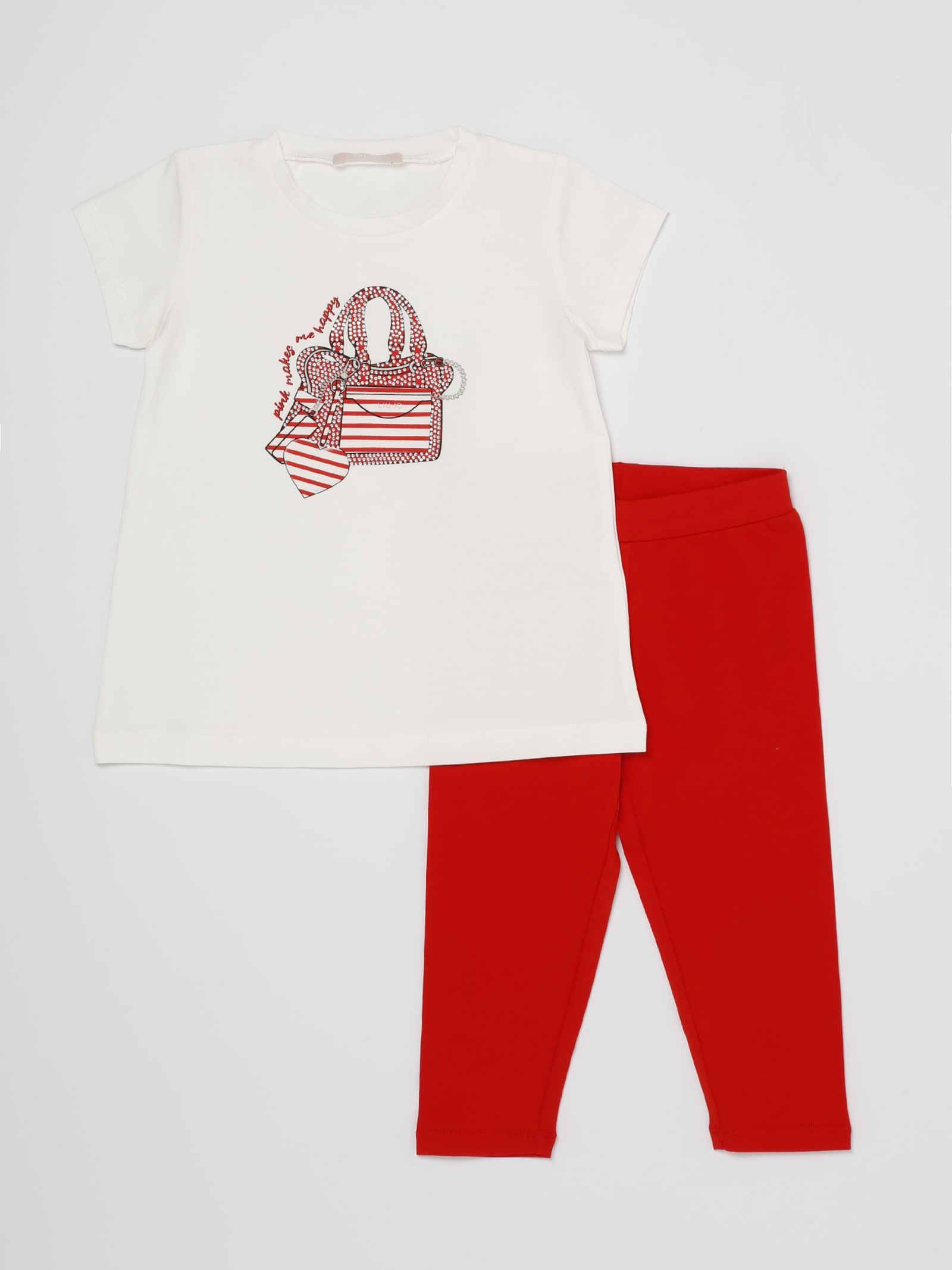 Shop Liu •jo T-shirt+leggings Suit In Bianco-rosa