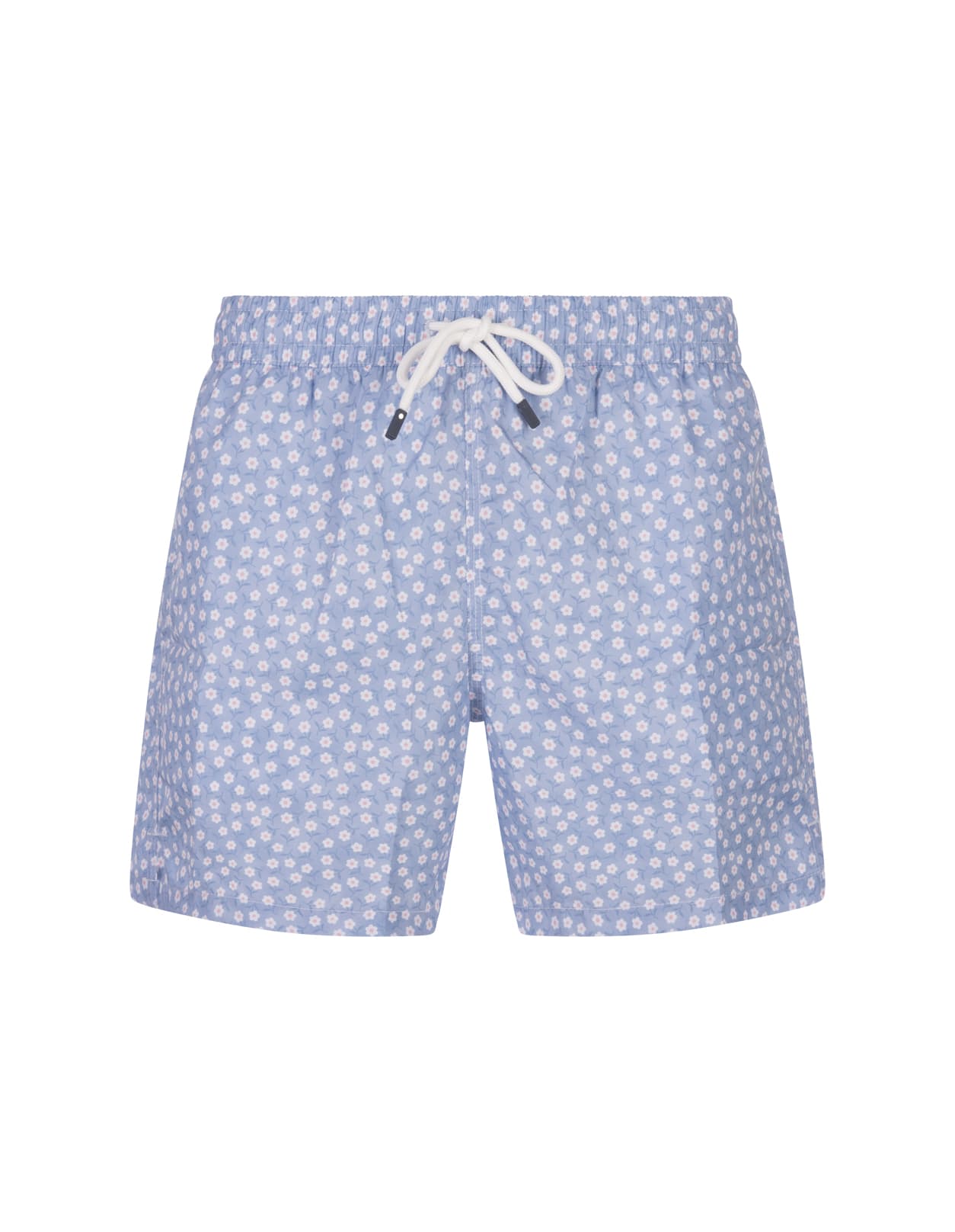 Cornflower Blue Swim Shorts With Micro Daisy Pattern