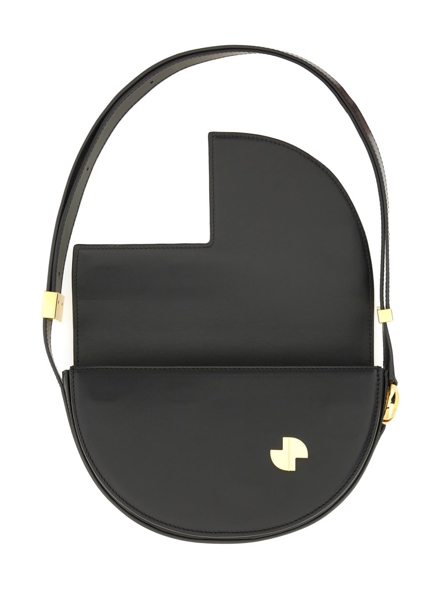 Patou Leather Shoulder Bag With Adjustable Strap In Buff