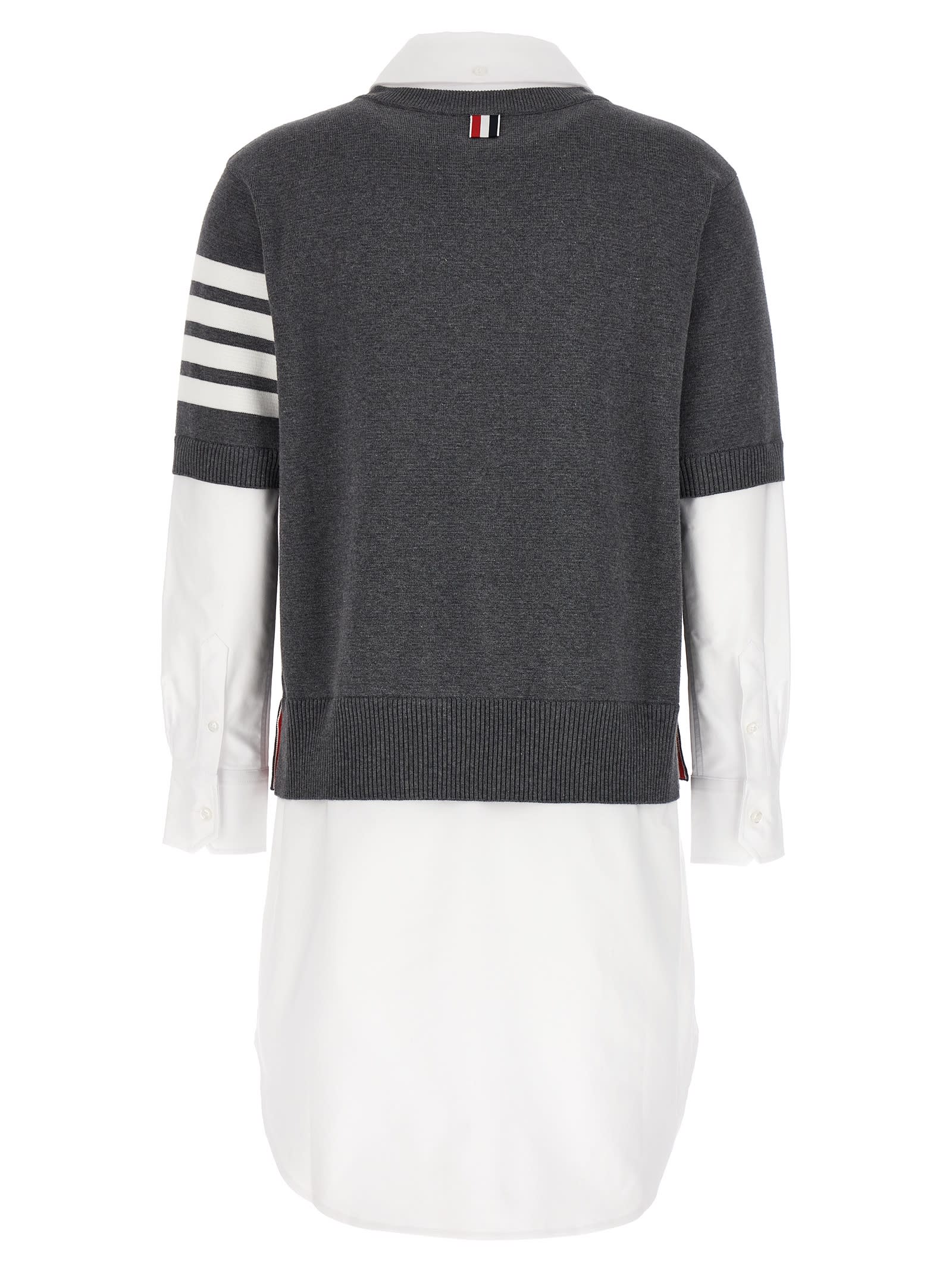 Shop Thom Browne Milano Stitch Dress In Grey